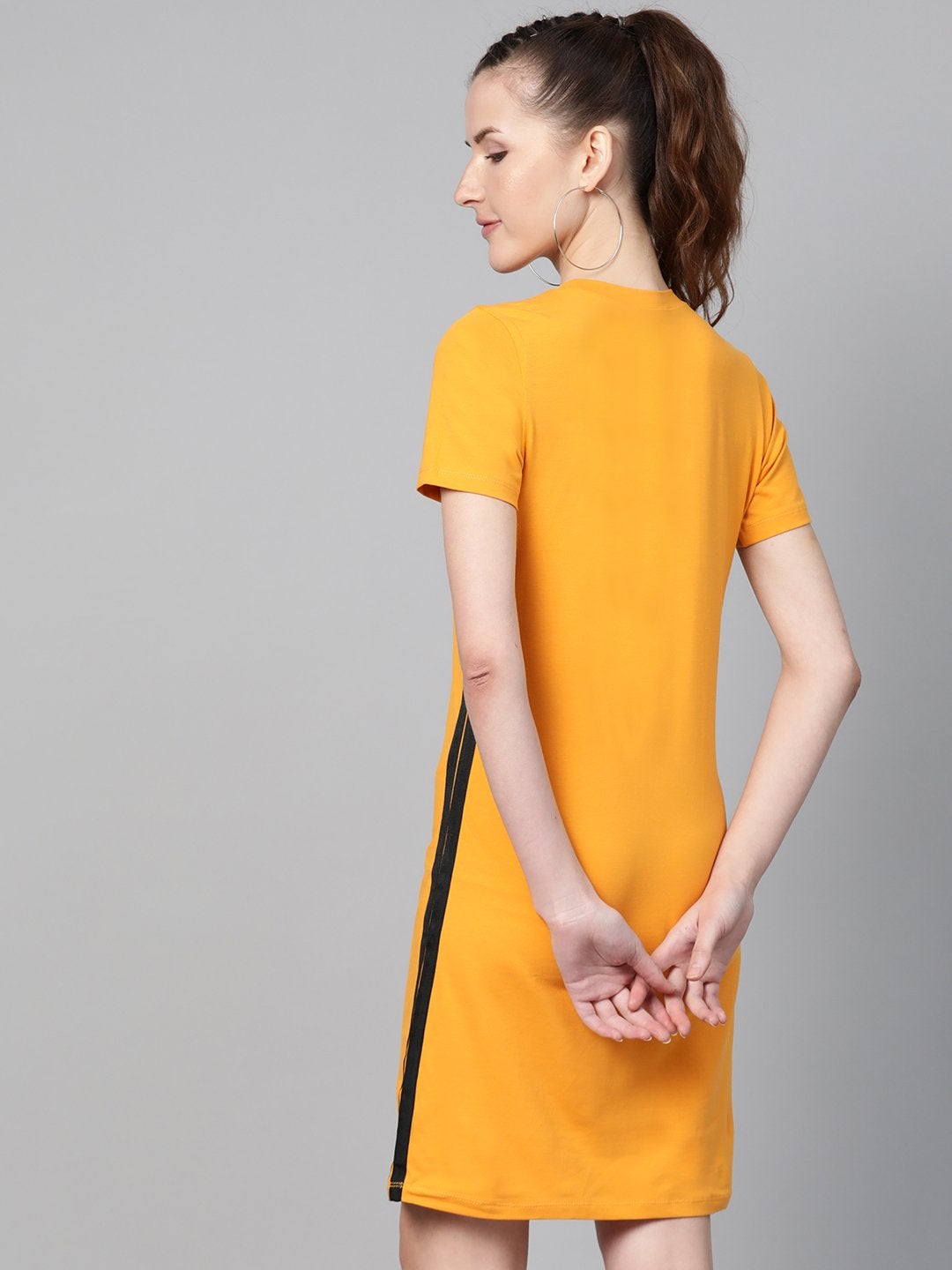 Women's Mustard Side Tape Bodycon Dress - SASSAFRAS