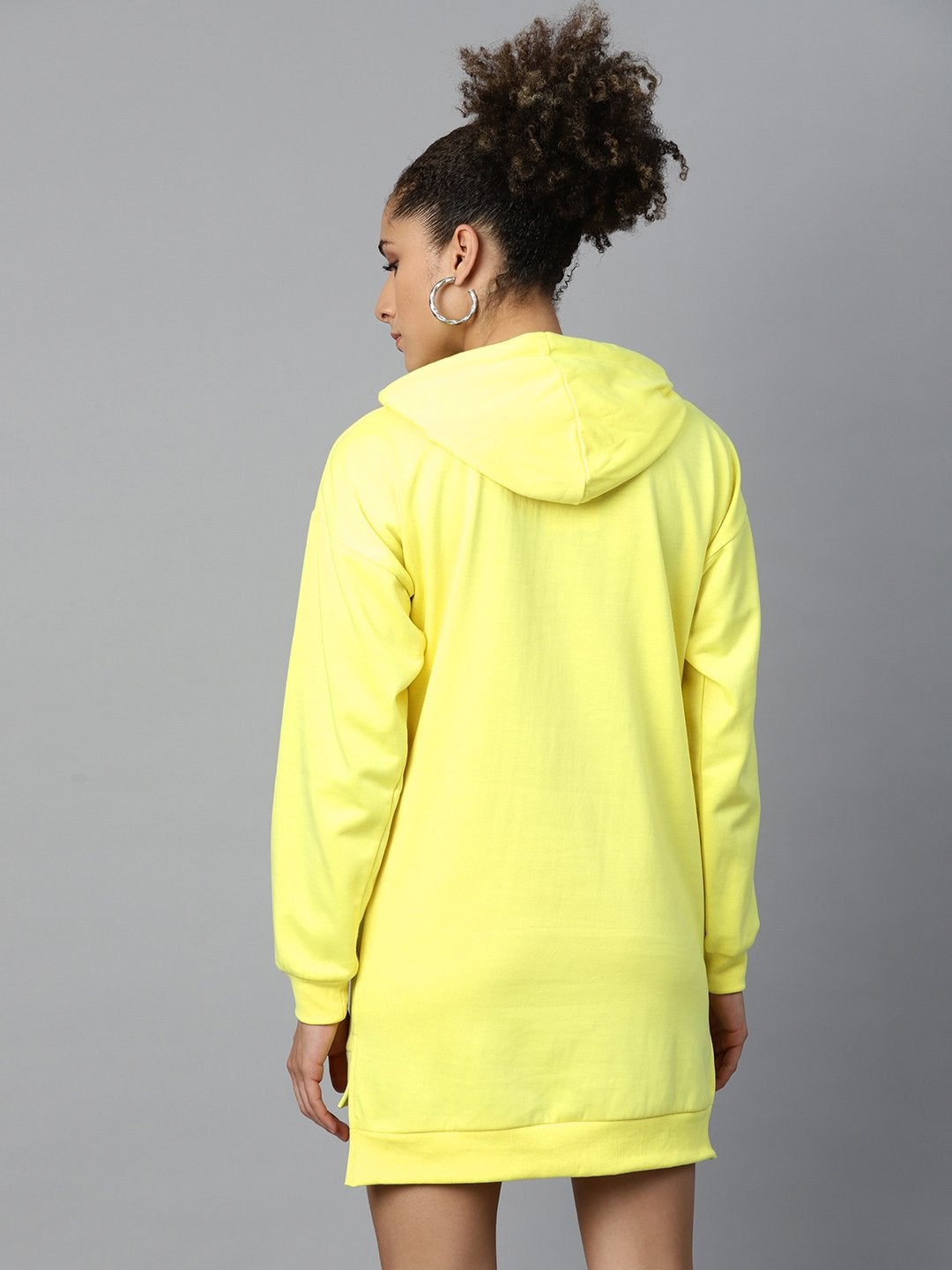 Women's Yellow Fleece Hoodie Sweat Dress - SASSAFRAS