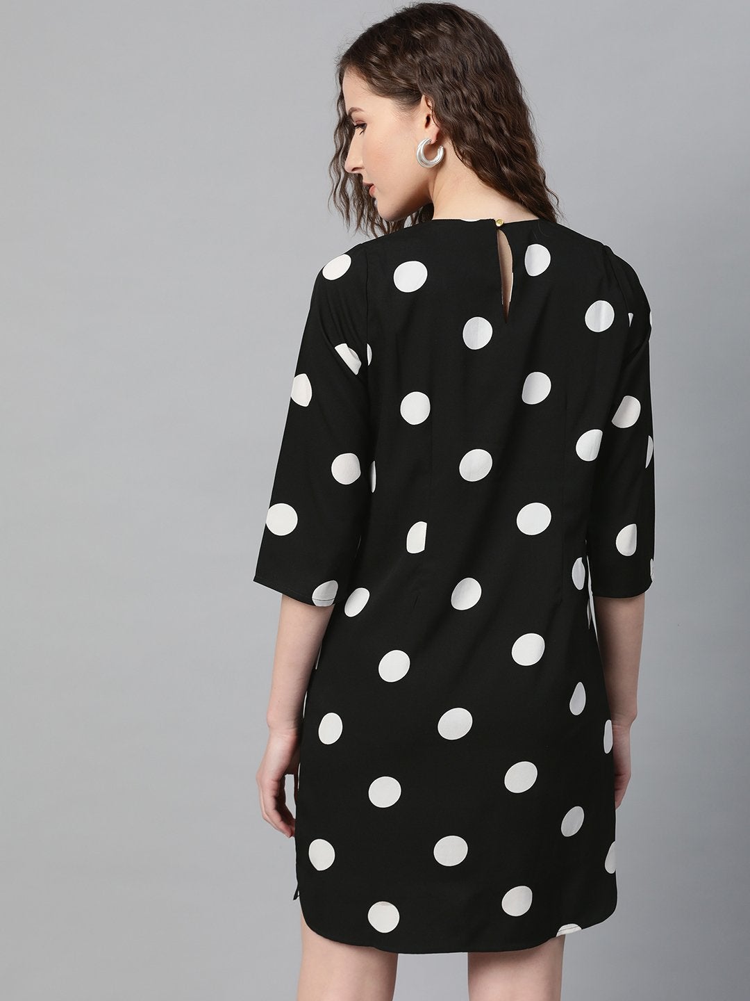 Women's Black Polka Shift Dress - SASSAFRAS