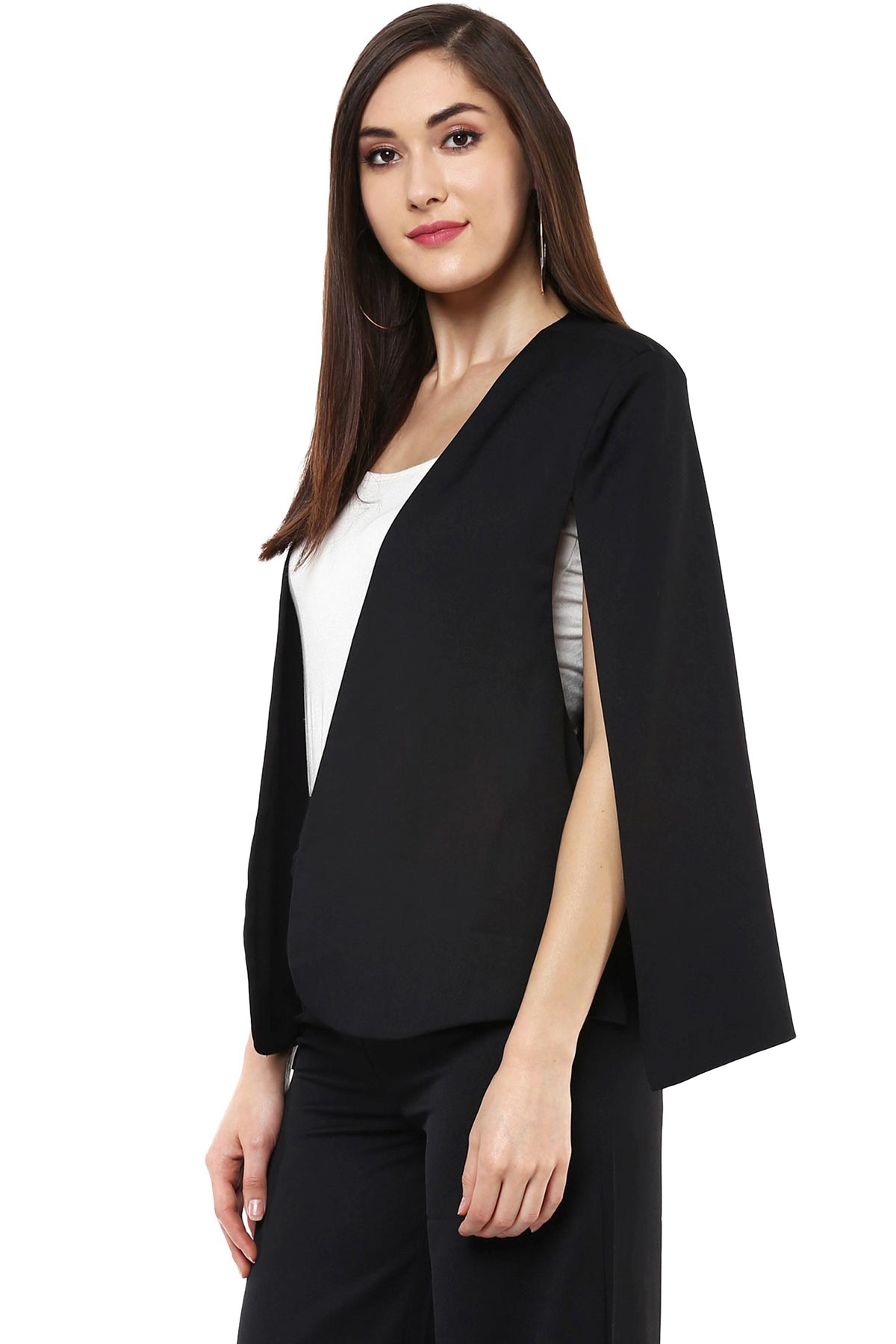 Women's Black Cape Jacket - SASSAFRAS