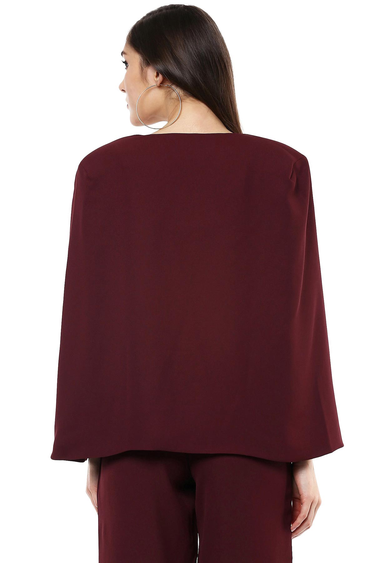 Women's Maroon Cape Jacket - SASSAFRAS