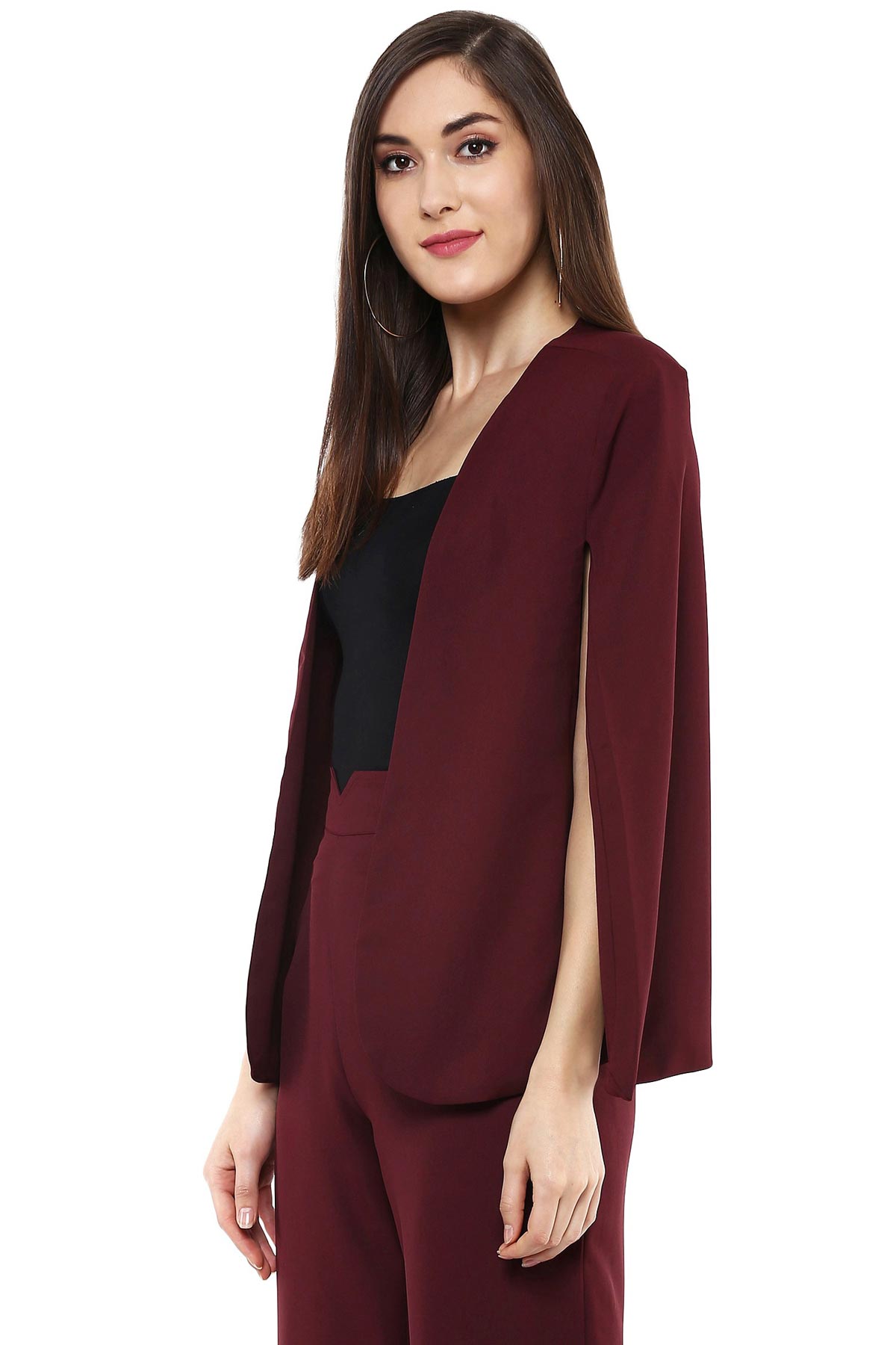 Women's Maroon Cape Jacket - SASSAFRAS