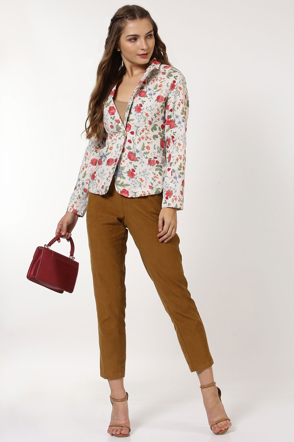 Women's Ivory Floral Blazer - SASSAFRAS