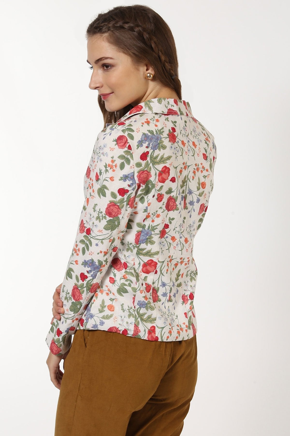 Women's Ivory Floral Blazer - SASSAFRAS