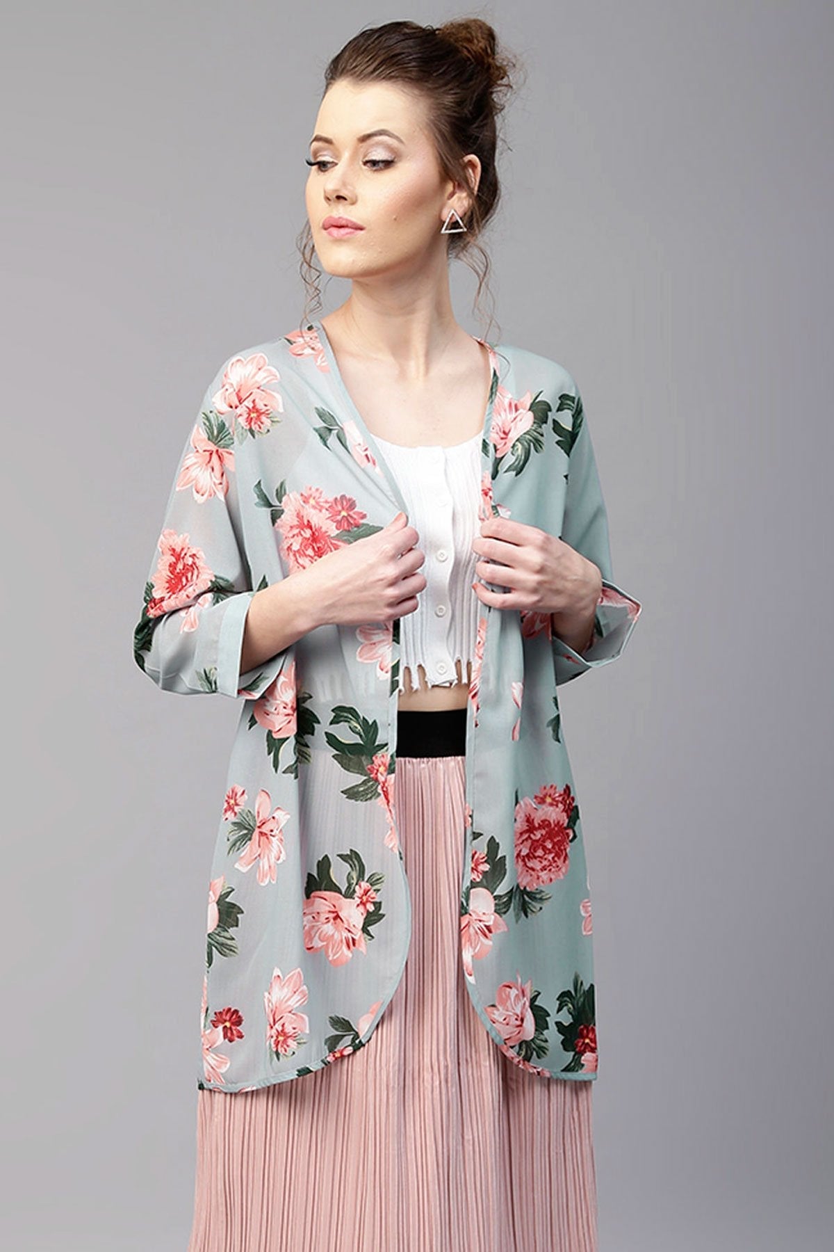 Women's Blue Floral Shrug - SASSAFRAS