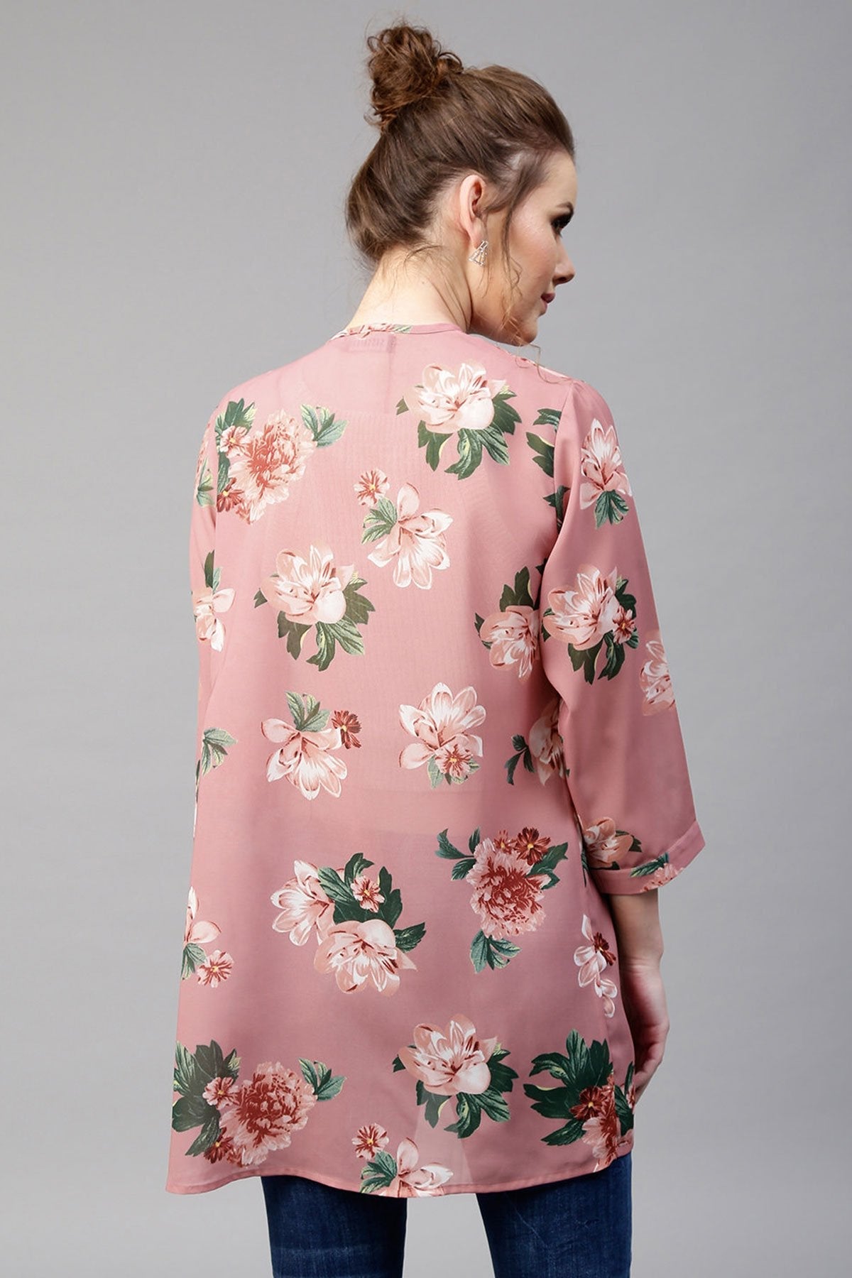 Women's Baked Pink Floral Shrug - SASSAFRAS