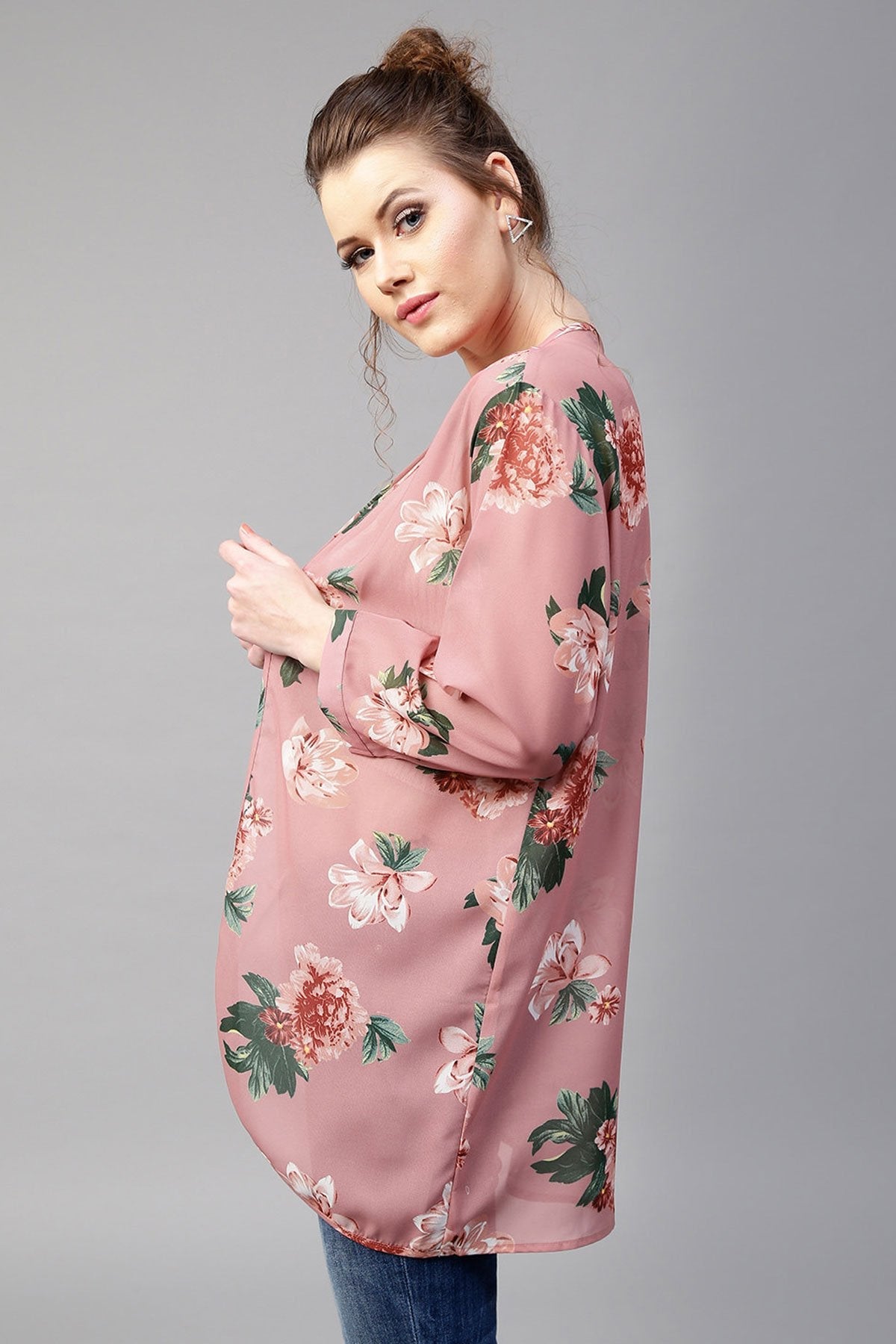 Women's Baked Pink Floral Shrug - SASSAFRAS