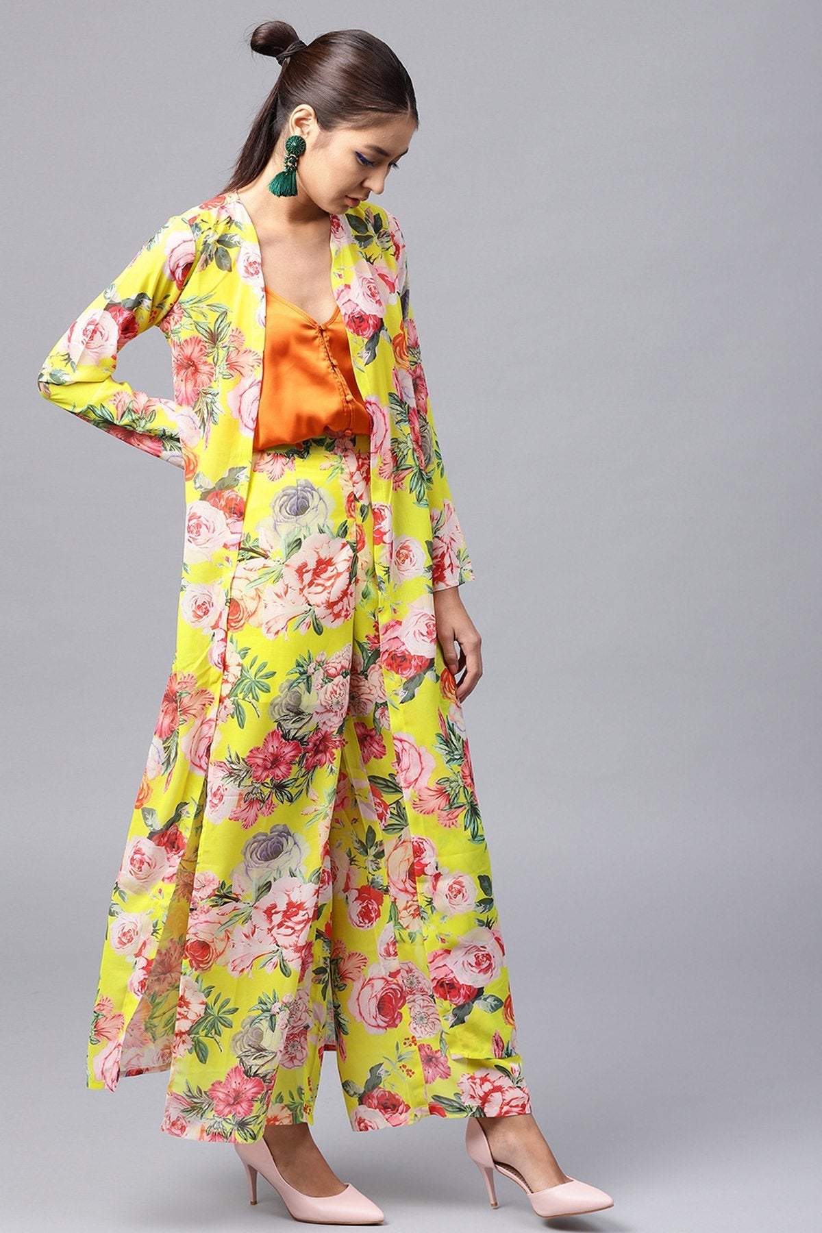 Women's Yellow Tropical Longline Shrug - SASSAFRAS