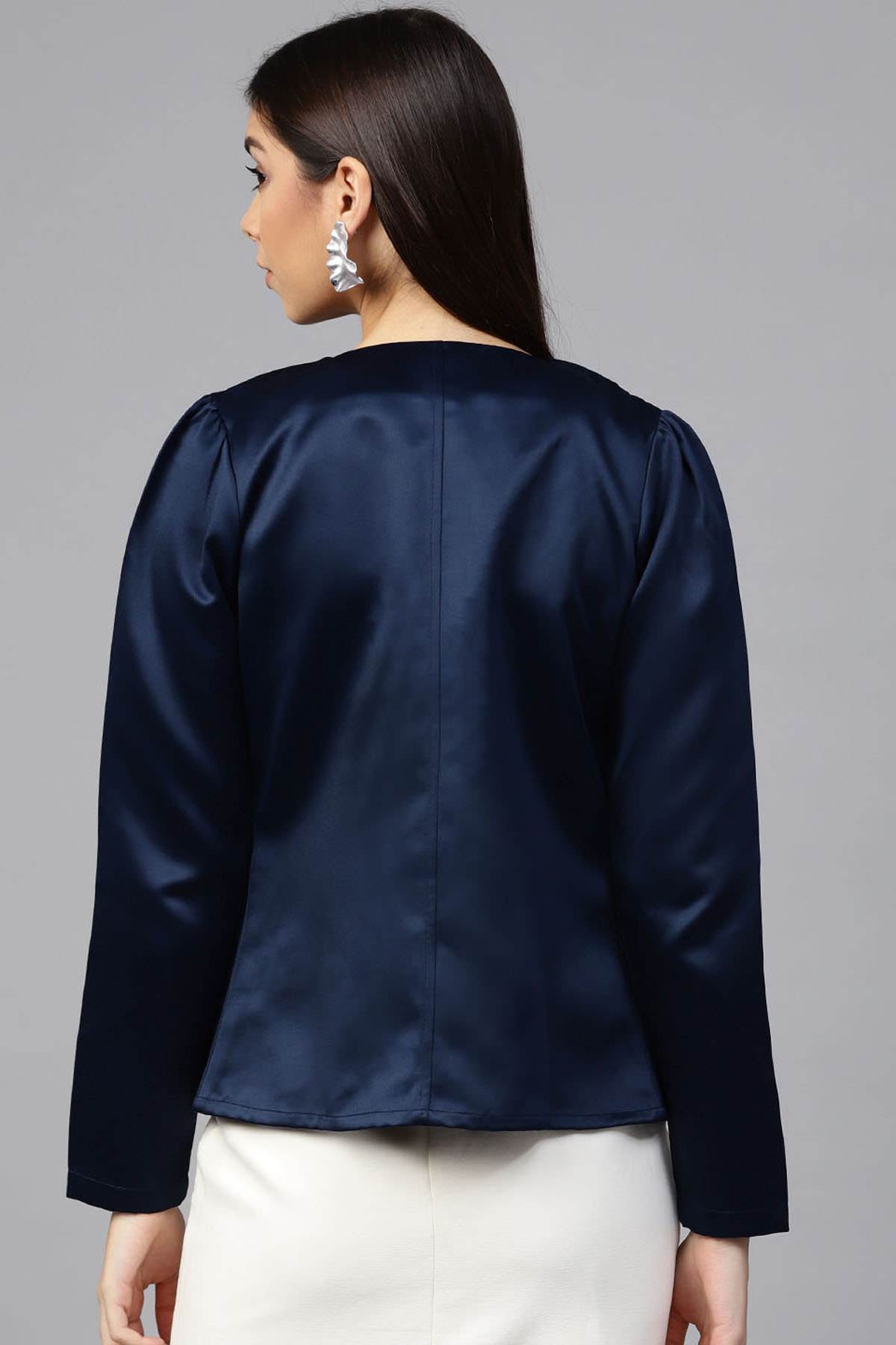 Women's Navy Pearl Studded Jacket - SASSAFRAS