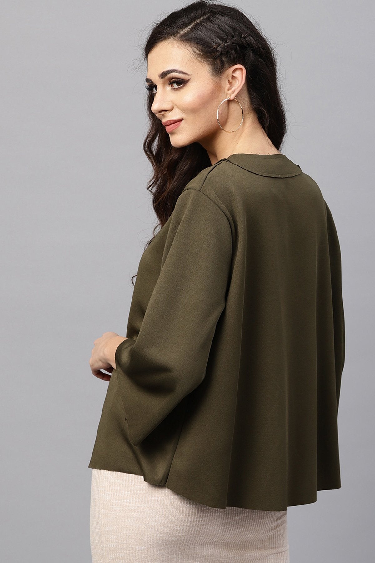 Women's Olive Poncho Jacket - SASSAFRAS