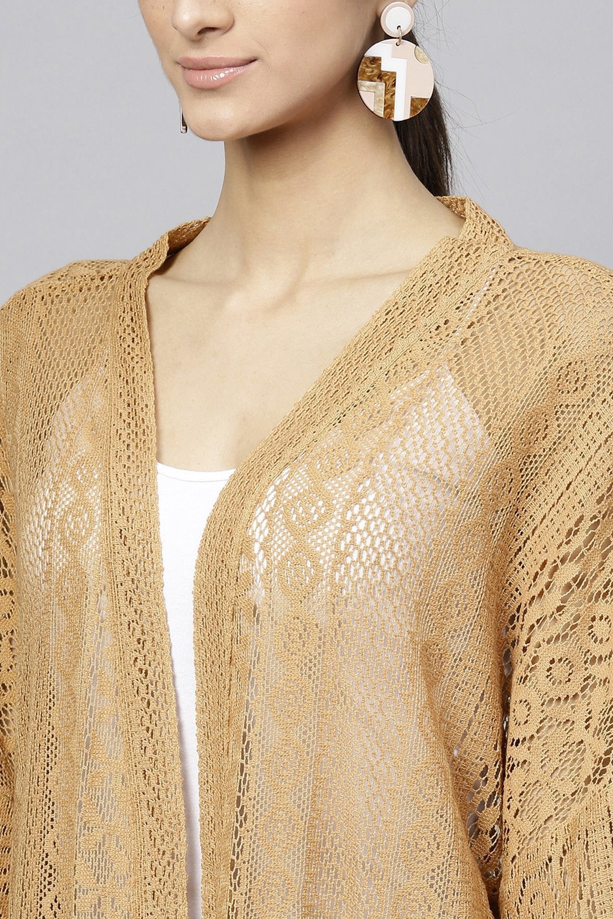 Women's Brown Lace Shrug - SASSAFRAS