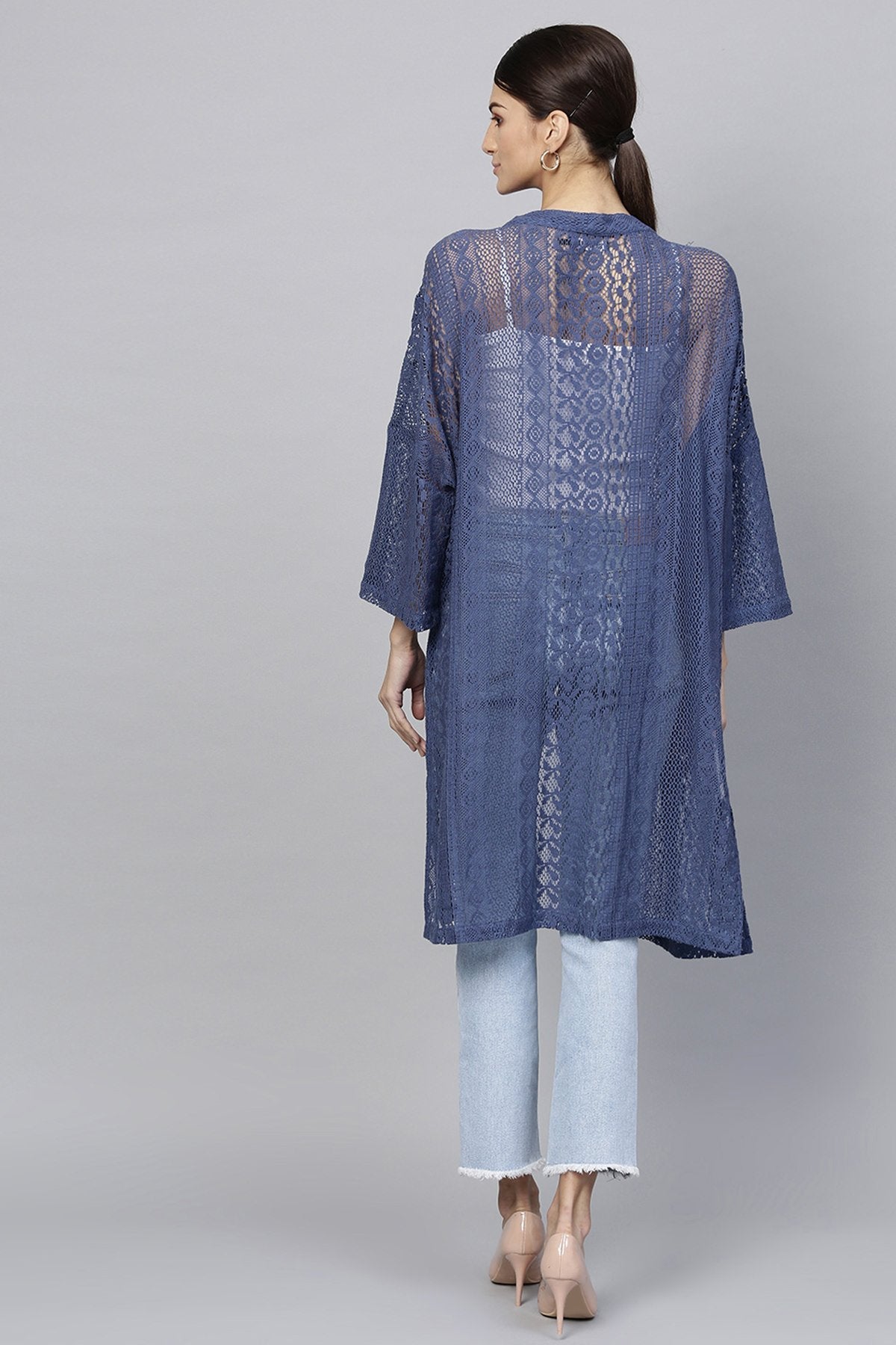 Women's Indigo Lace Shrug - SASSAFRAS