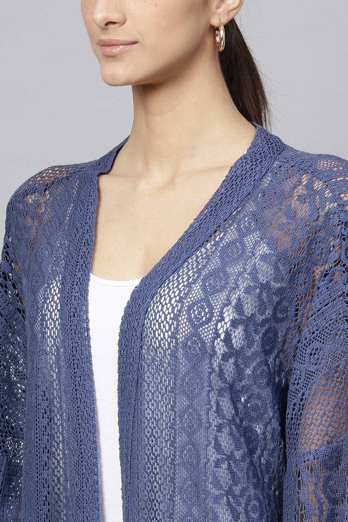 Women's Indigo Lace Shrug - SASSAFRAS