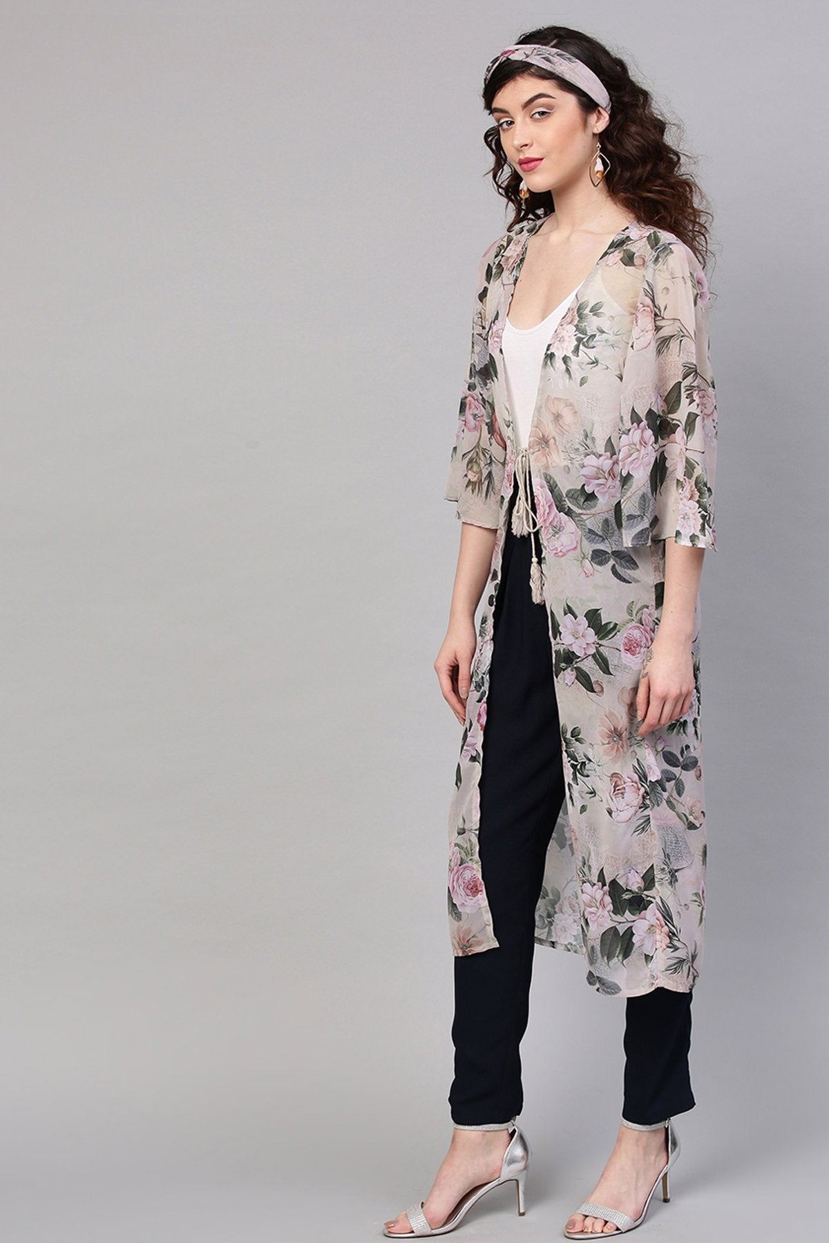 Women's Pista Floral Shrug With Bandana - SASSAFRAS