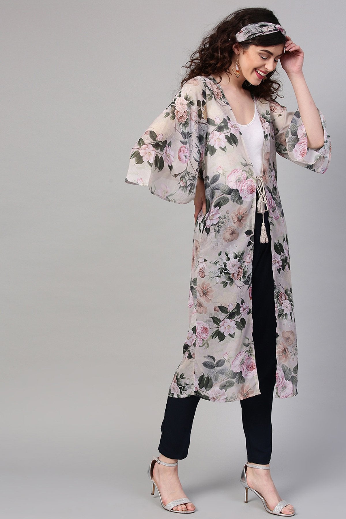 Women's Pista Floral Shrug With Bandana - SASSAFRAS