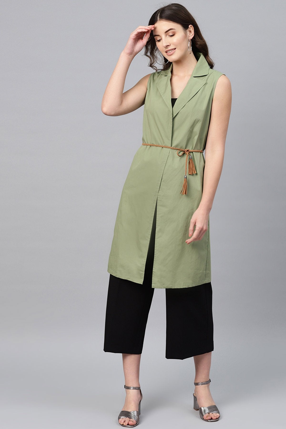 Women's Olive Notched Collar Shrug - SASSAFRAS