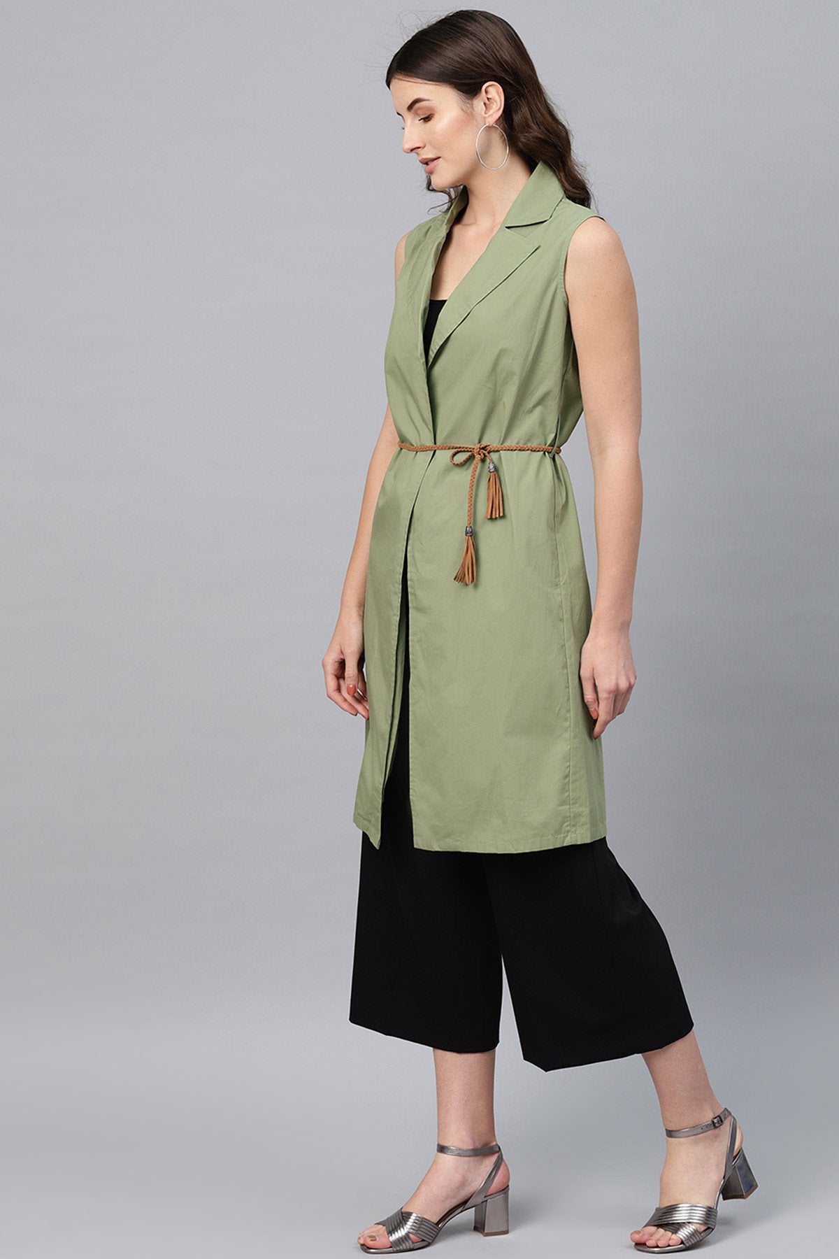 Women's Olive Notched Collar Shrug - SASSAFRAS