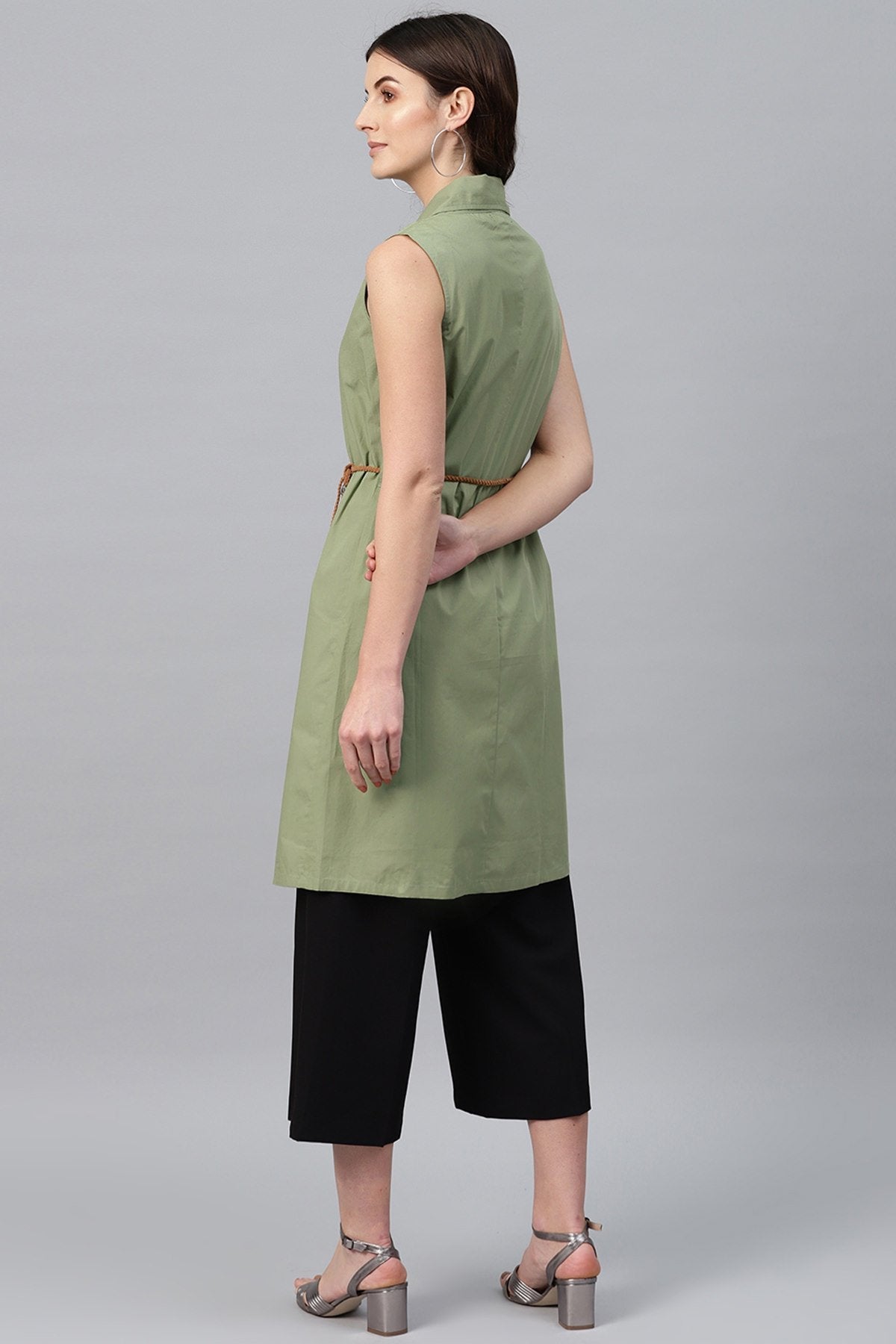 Women's Olive Notched Collar Shrug - SASSAFRAS