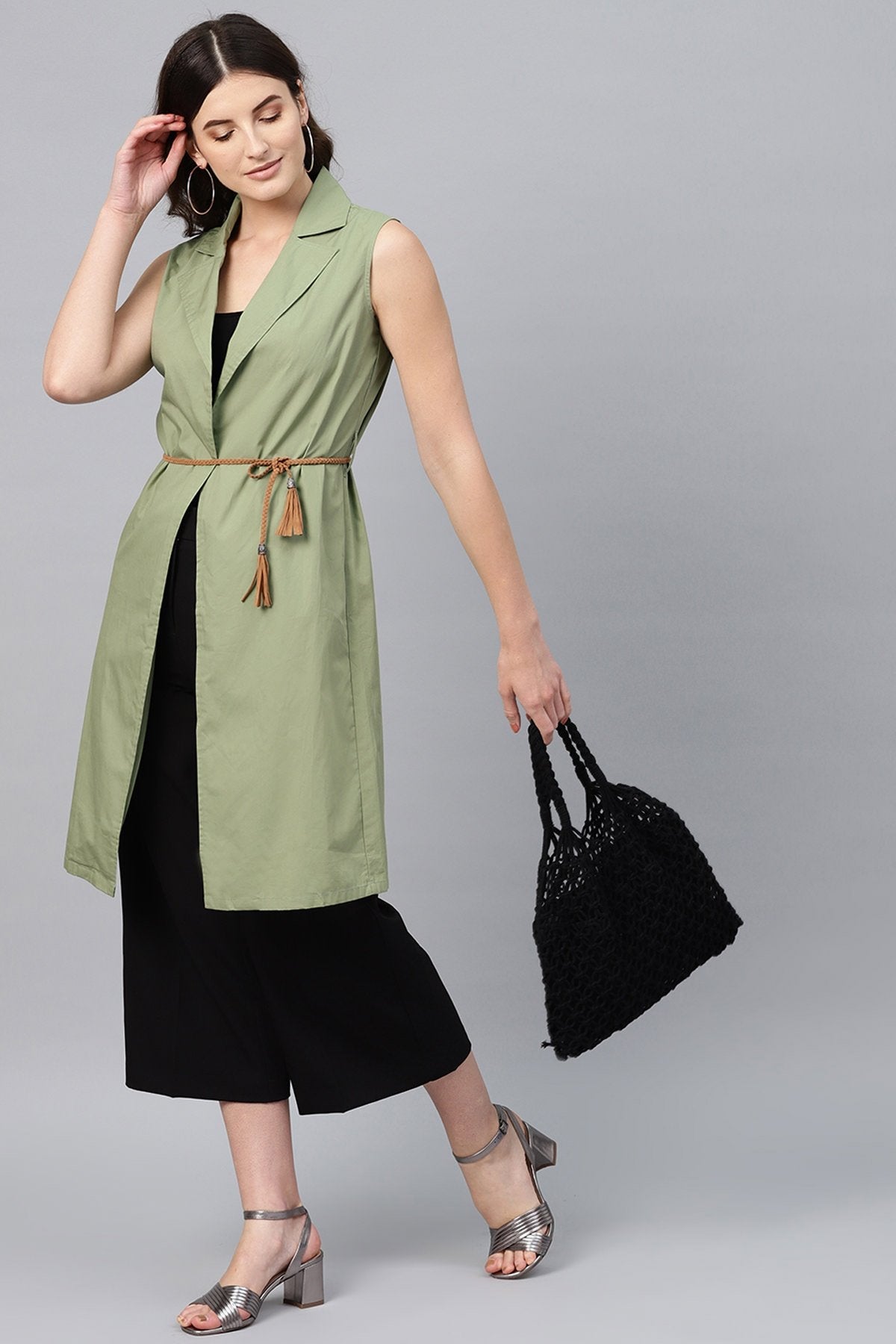 Women's Olive Notched Collar Shrug - SASSAFRAS