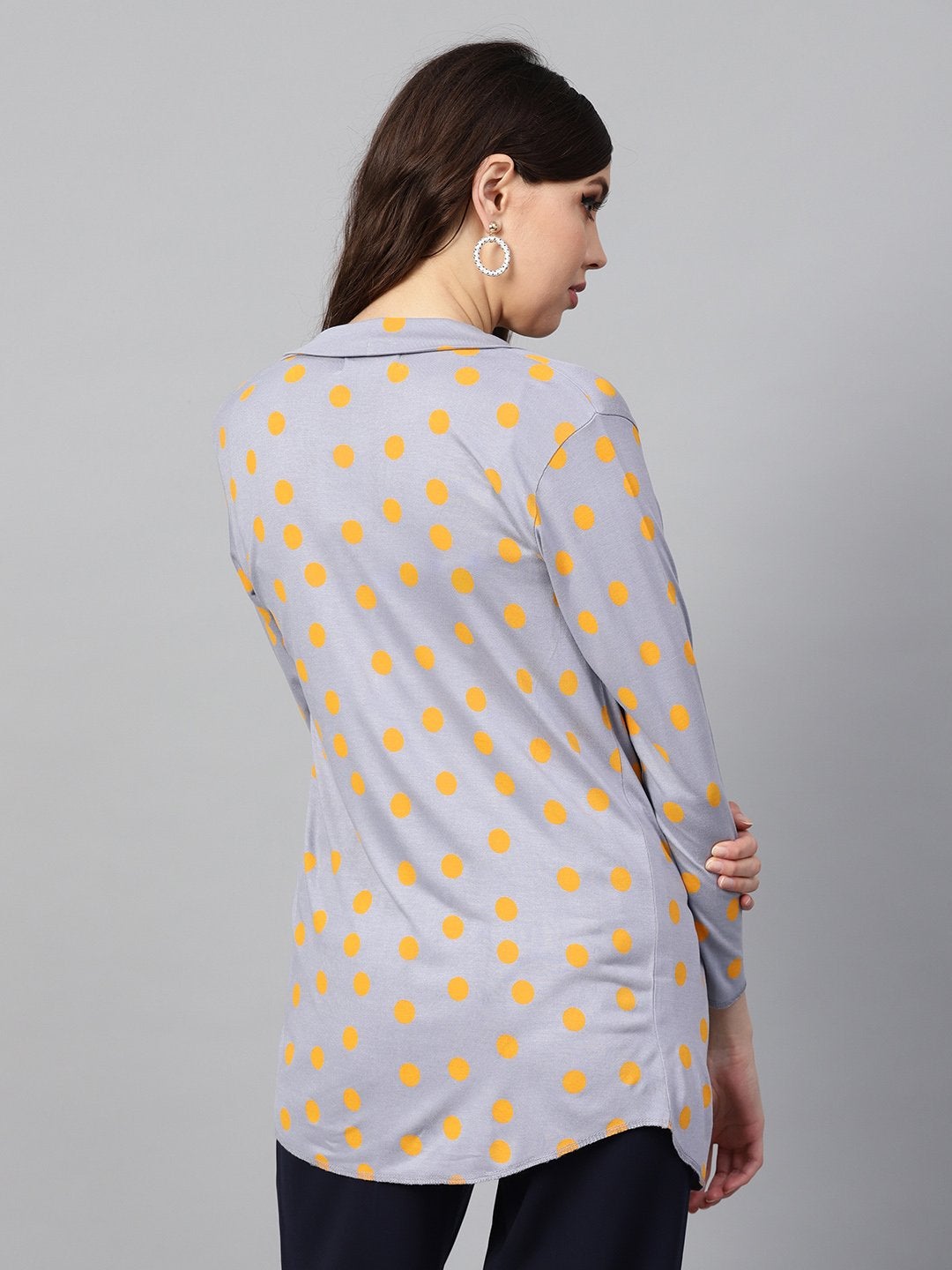 Women's Grey & Yellow Polka Shrug - SASSAFRAS