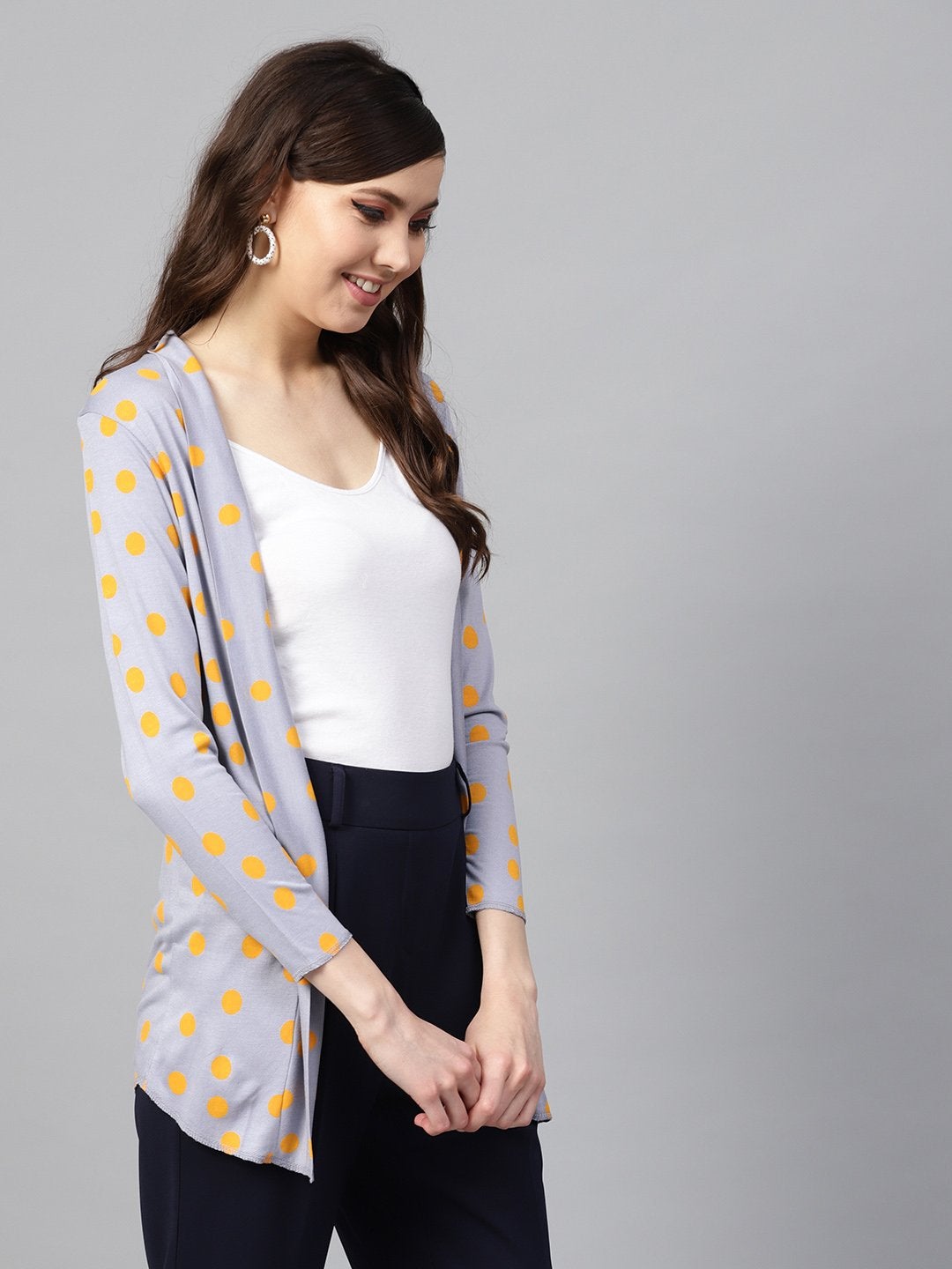 Women's Grey & Yellow Polka Shrug - SASSAFRAS