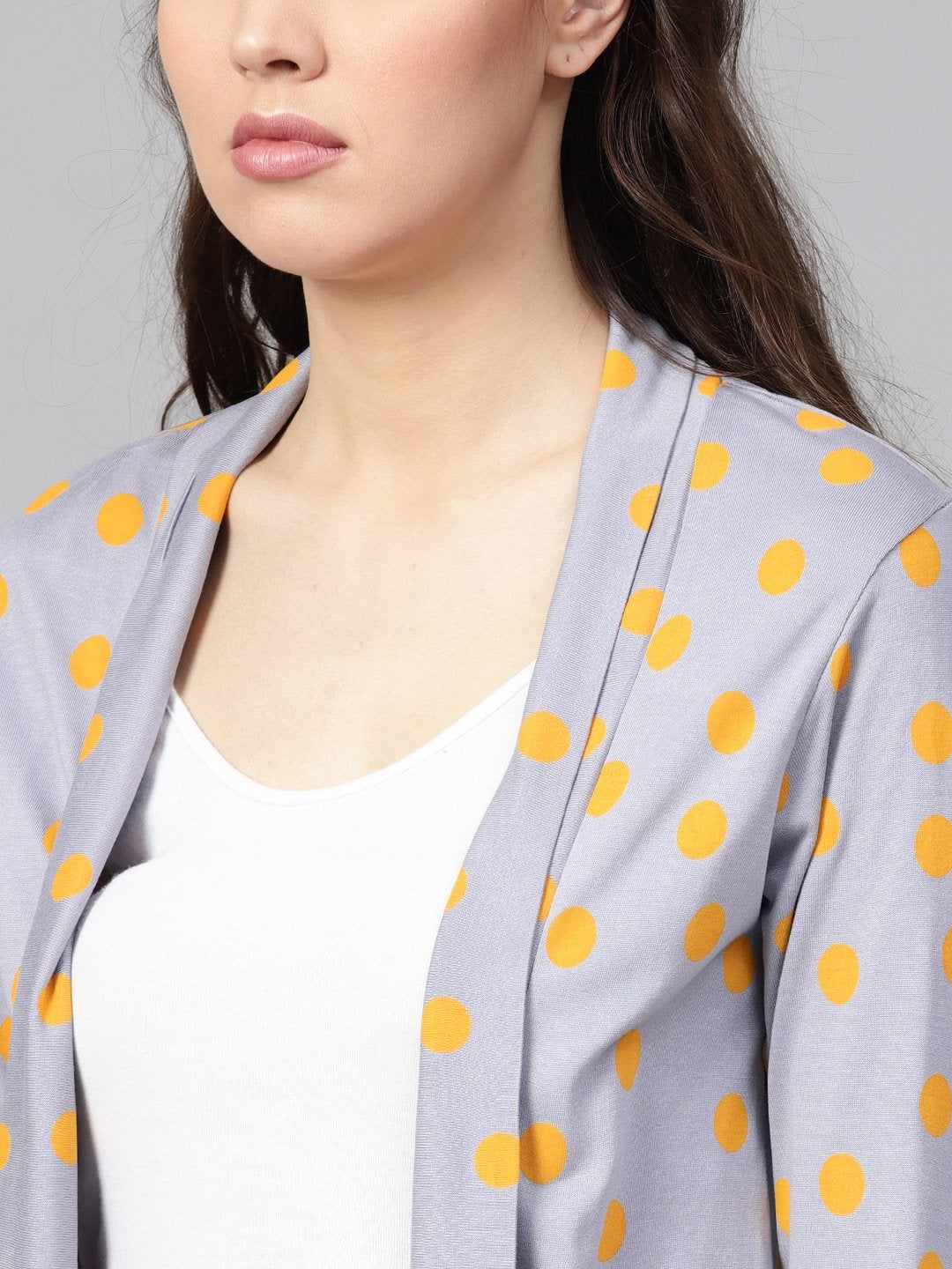 Women's Grey & Yellow Polka Shrug - SASSAFRAS