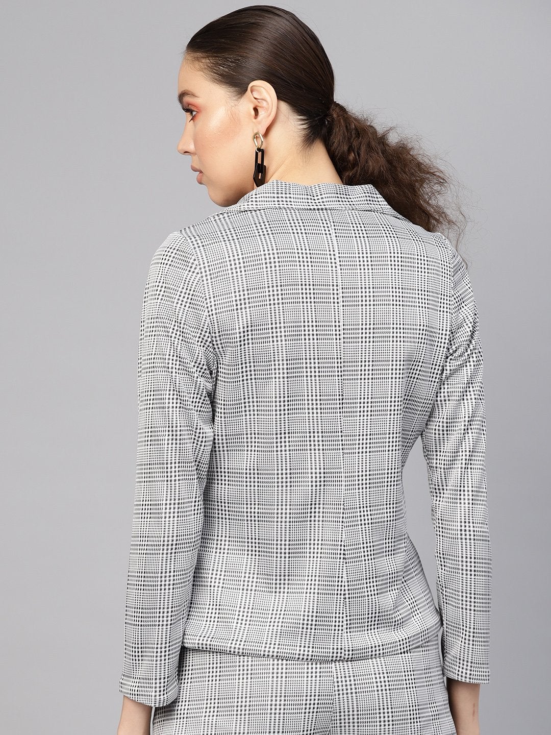 Women's Black & Grey Check Blazer - SASSAFRAS