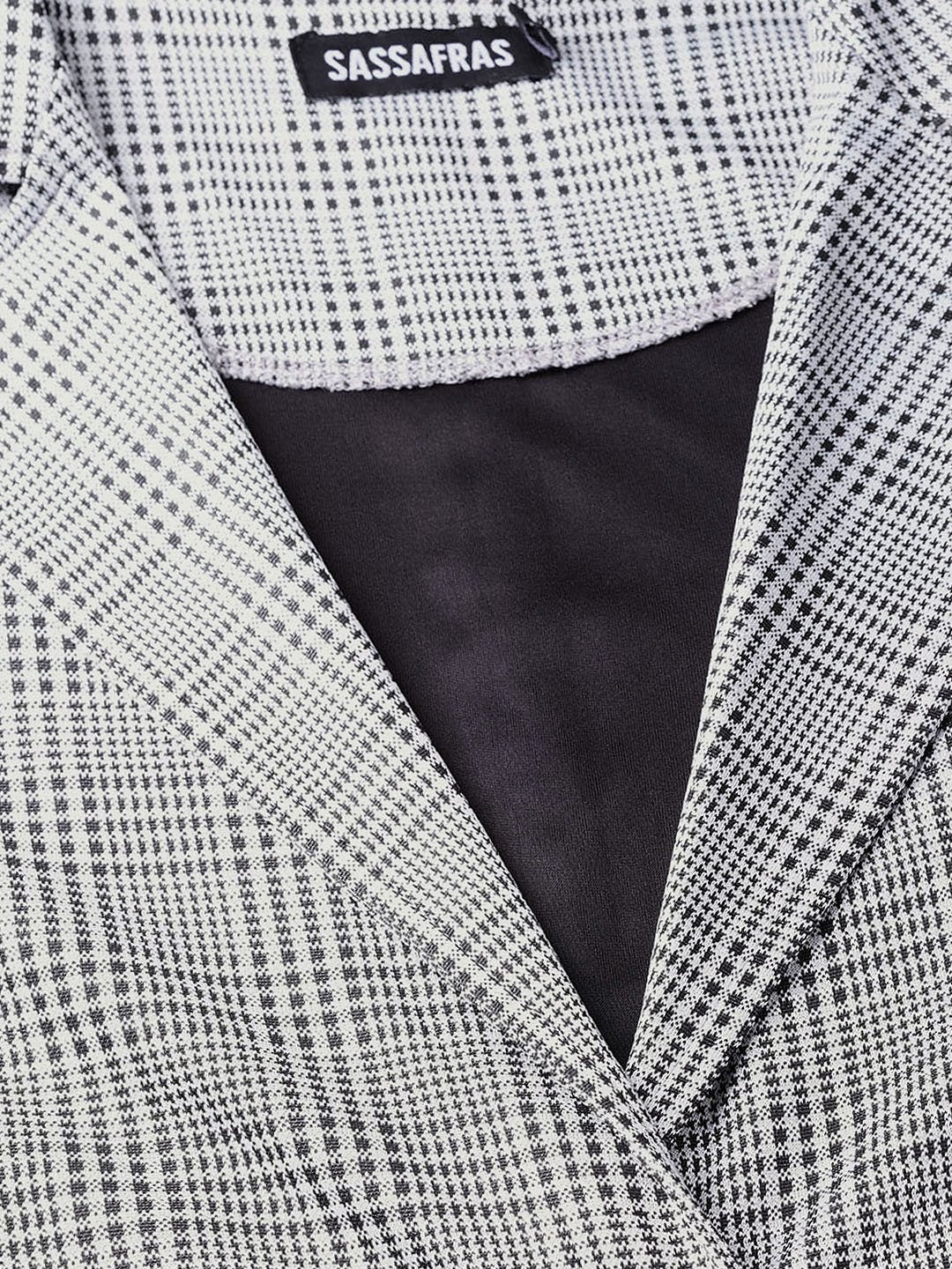 Women's Black & Grey Check Blazer - SASSAFRAS