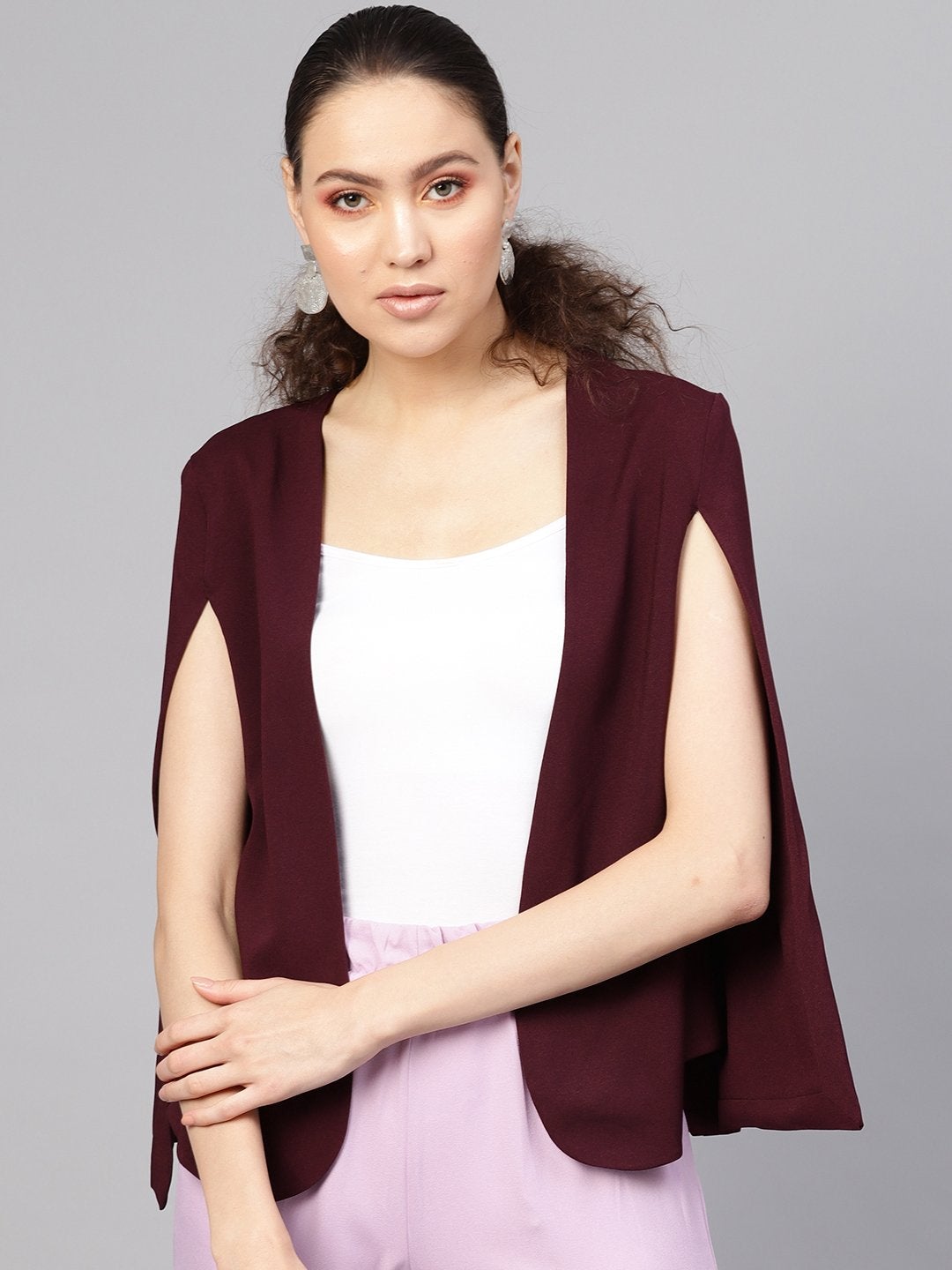 Women's Burgundy Cape Jacket - SASSAFRAS