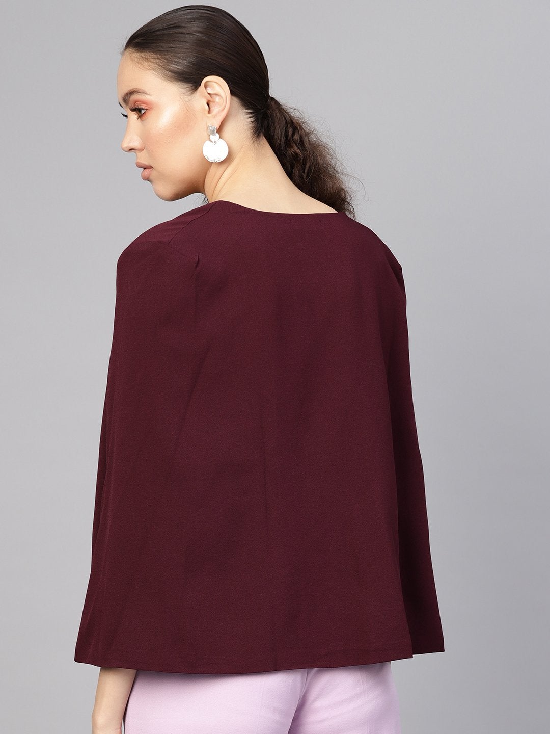 Women's Burgundy Cape Jacket - SASSAFRAS