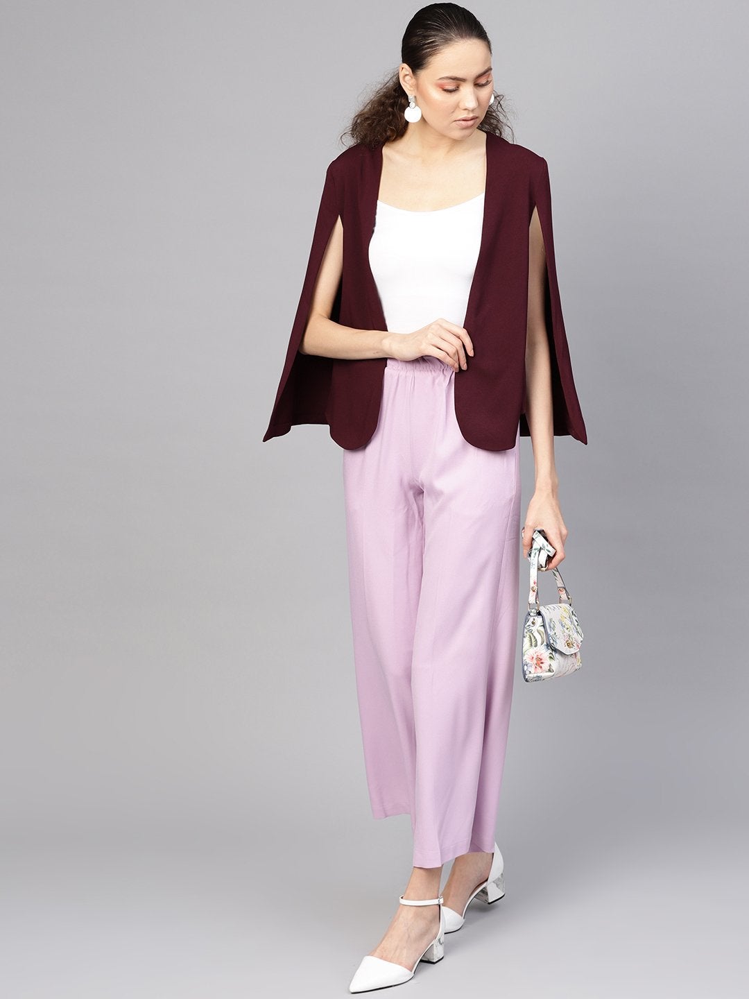 Women's Burgundy Cape Jacket - SASSAFRAS