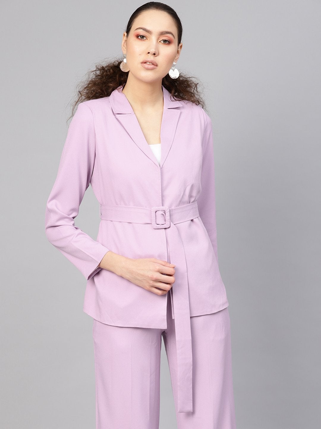 Women's Lavender Belted Jacket - SASSAFRAS