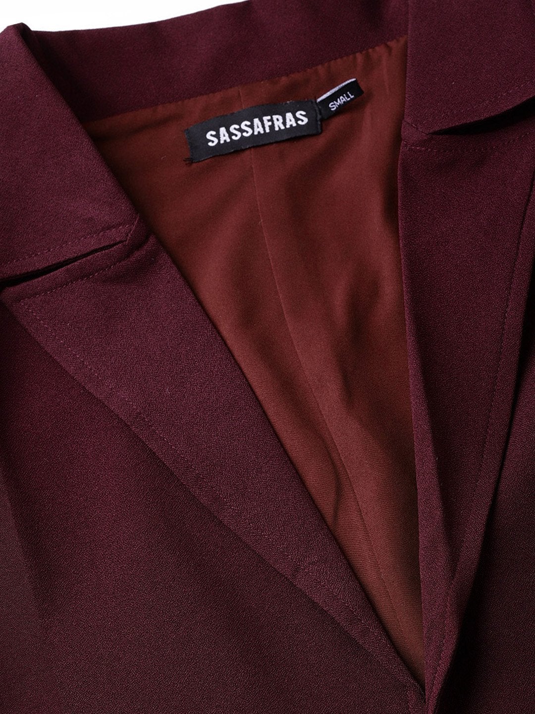 Women's Burgundy Belted Jacket - SASSAFRAS