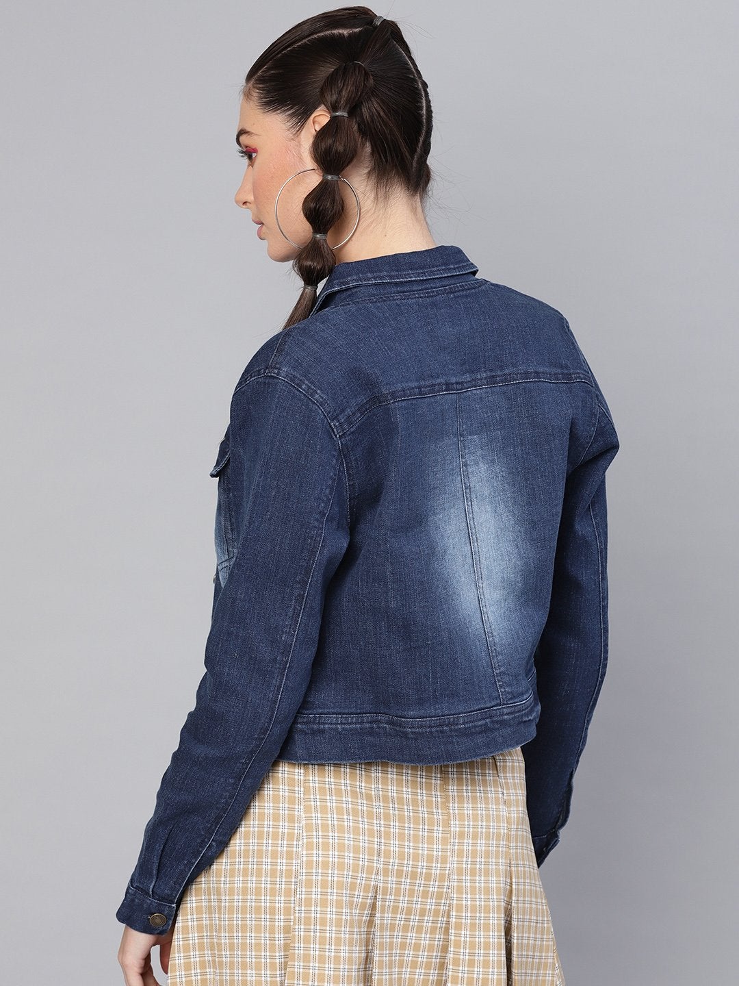 Women's Blue Denim Washed Jacket - SASSAFRAS