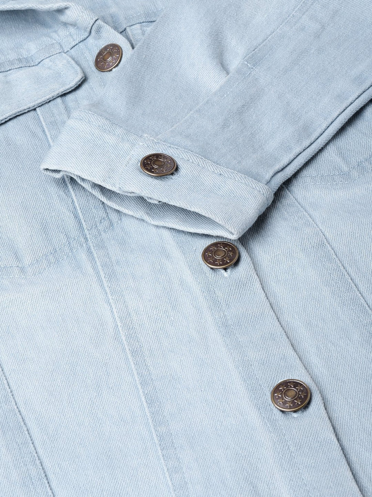 Women's Light Blue Denim Raw Edge Crop Jacket