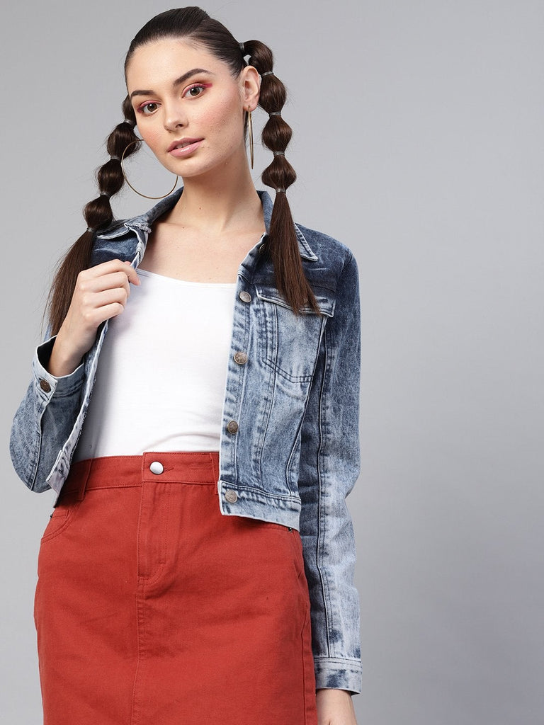 Women's Blue Acid Wash Denim Jacket
