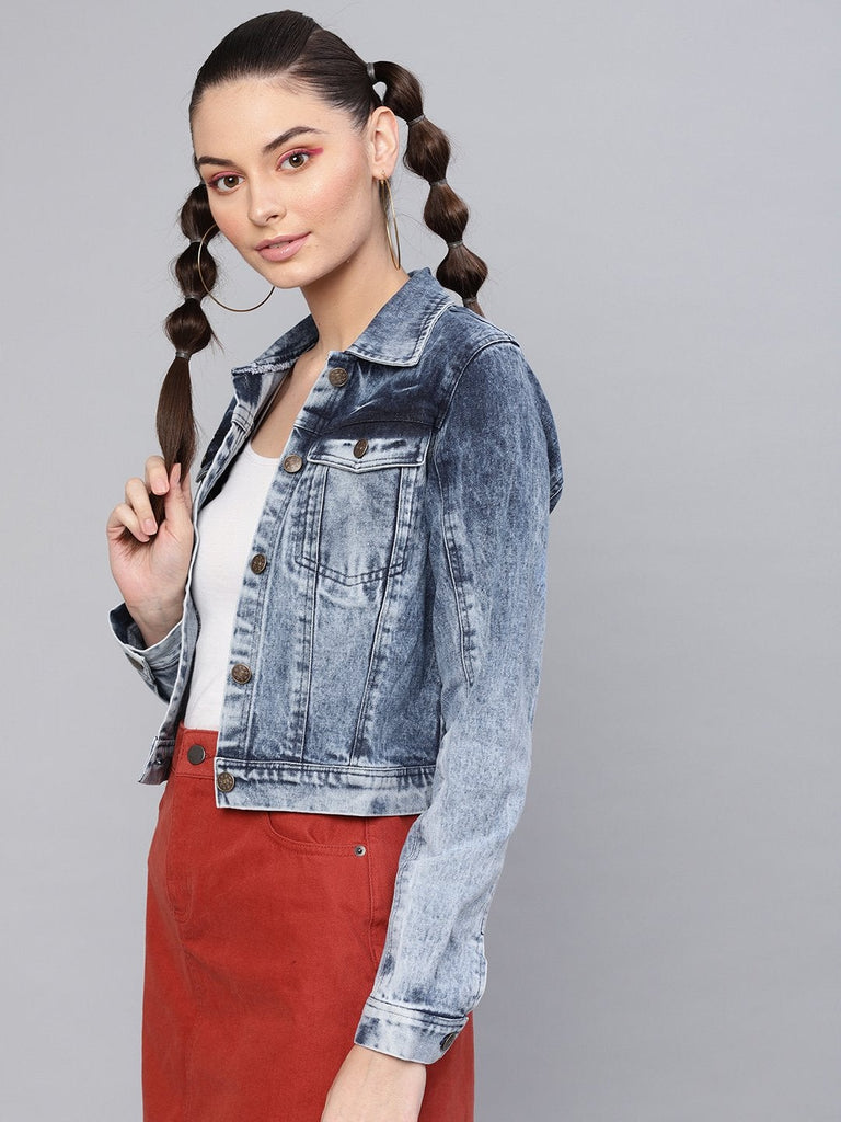 Women's Blue Acid Wash Denim Jacket