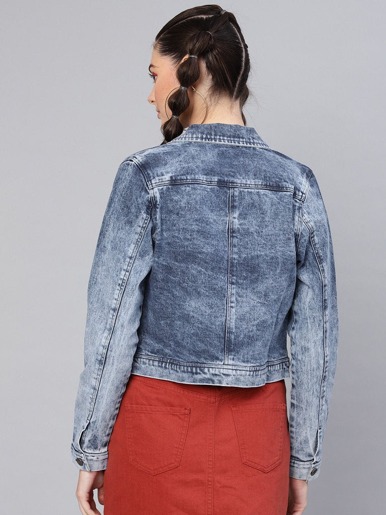 Women's Blue Acid Wash Denim Jacket