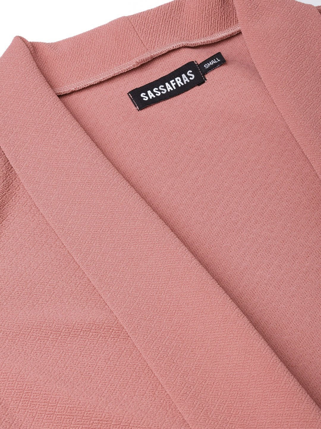 Women's Pink Pocket Detail Longline Shrug - SASSAFRAS