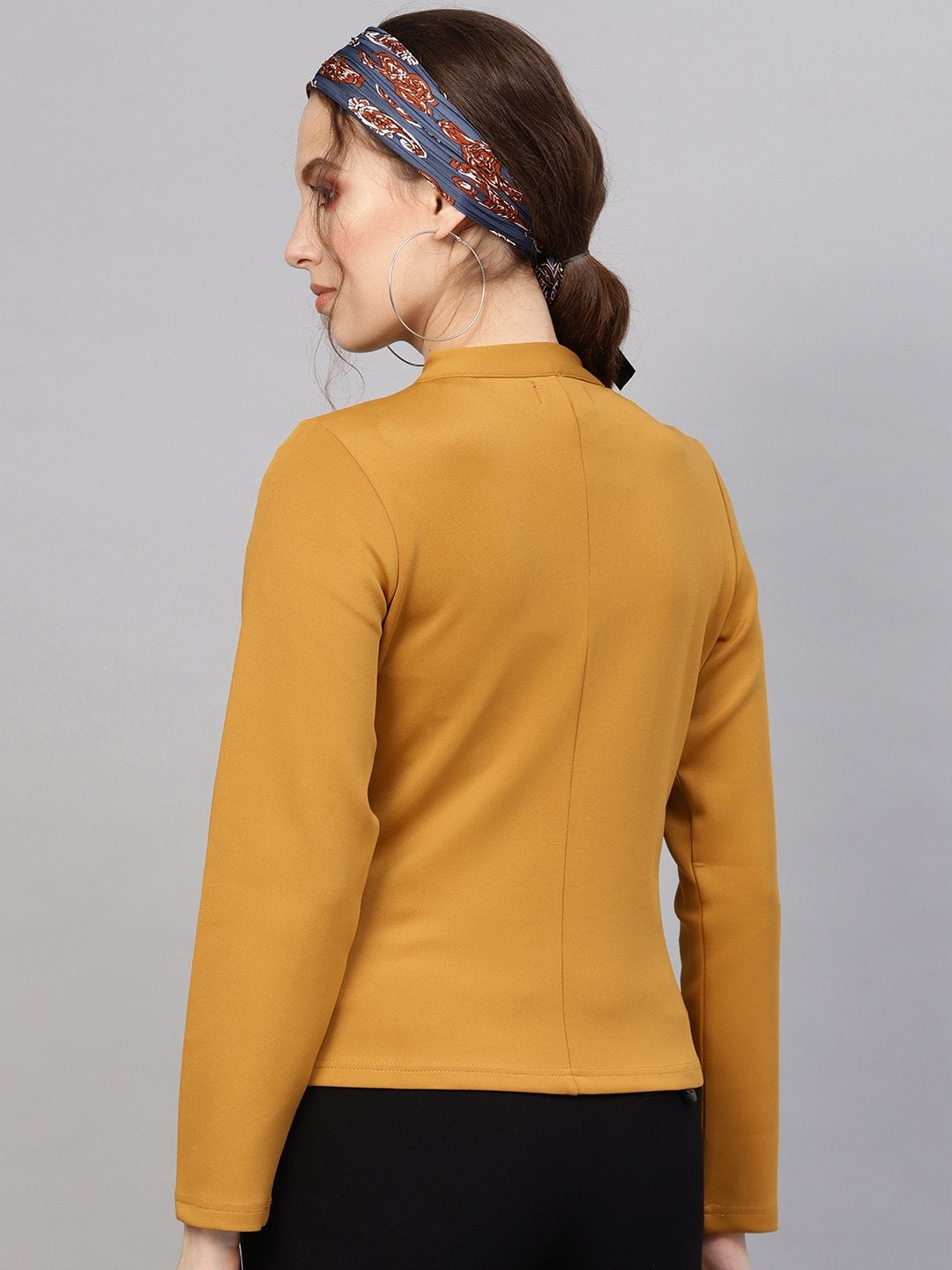 Women's Mustard Scuba Contrast Piping Jacket - SASSAFRAS