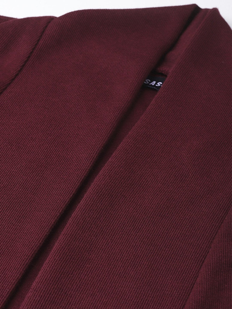 Women's Burgundy Rib Longline Shrug