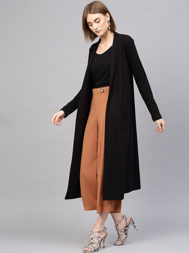 Women's Black Rib Longline Shrug