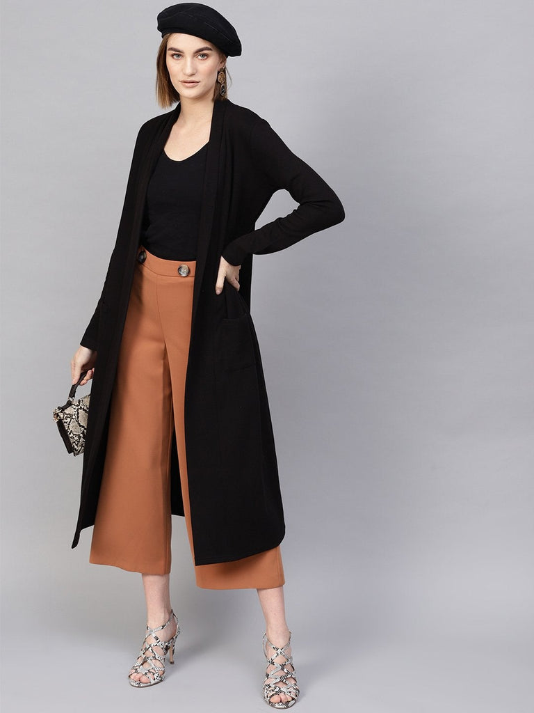 Women's Black Rib Longline Shrug