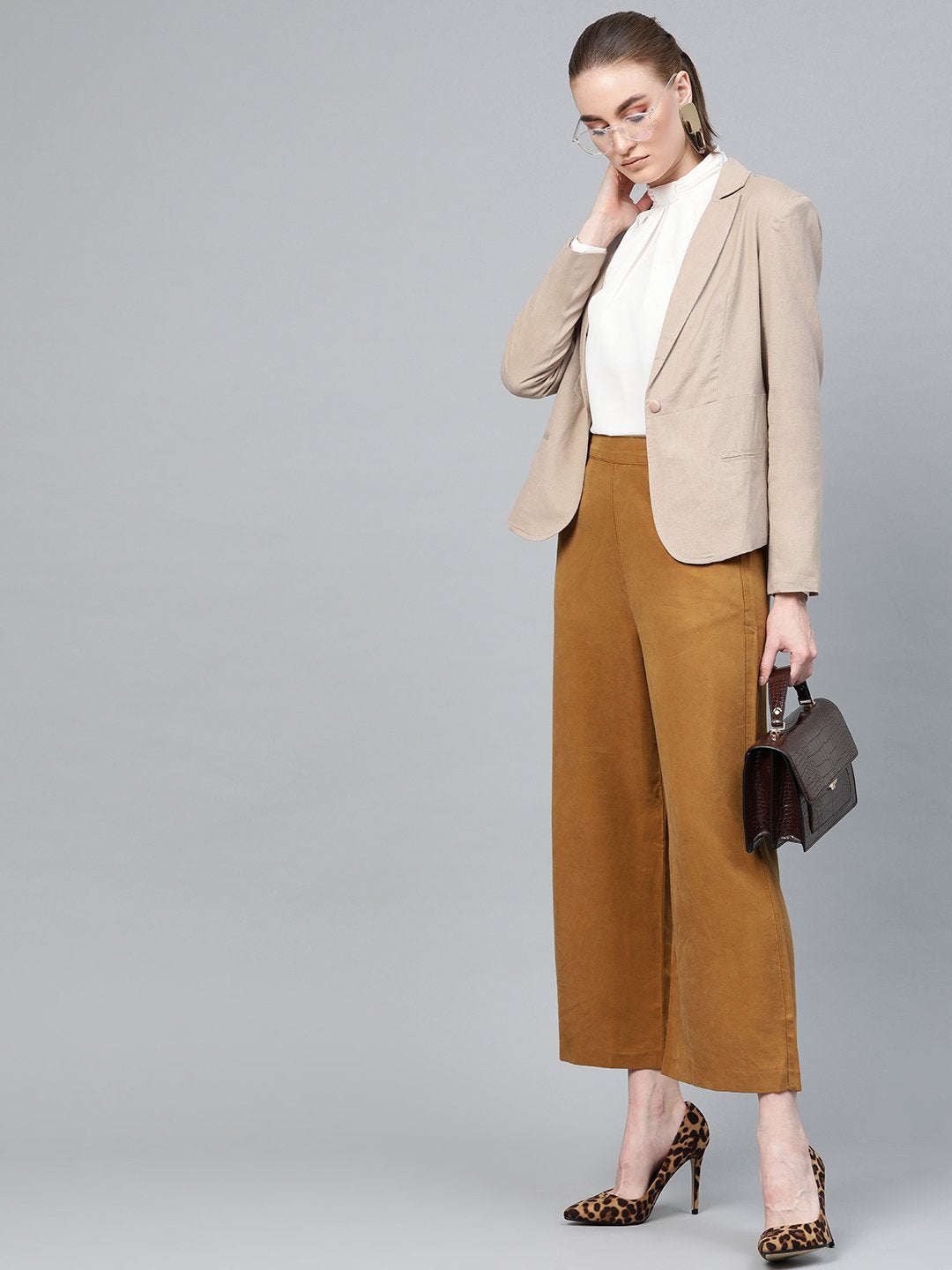 Women's Beige Cotton Linen Blazer - SASSAFRAS