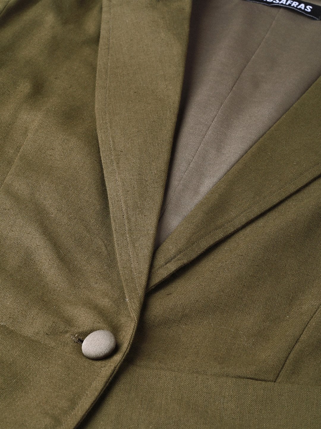 Women's Olive Cotton Linen Blazer - SASSAFRAS