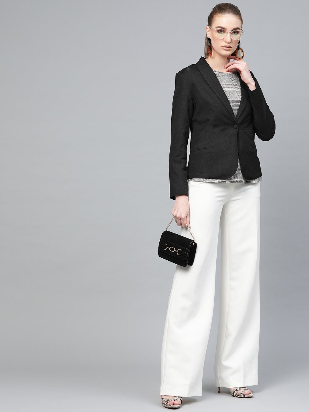 Women's Black Cotton Linen Blazer - SASSAFRAS