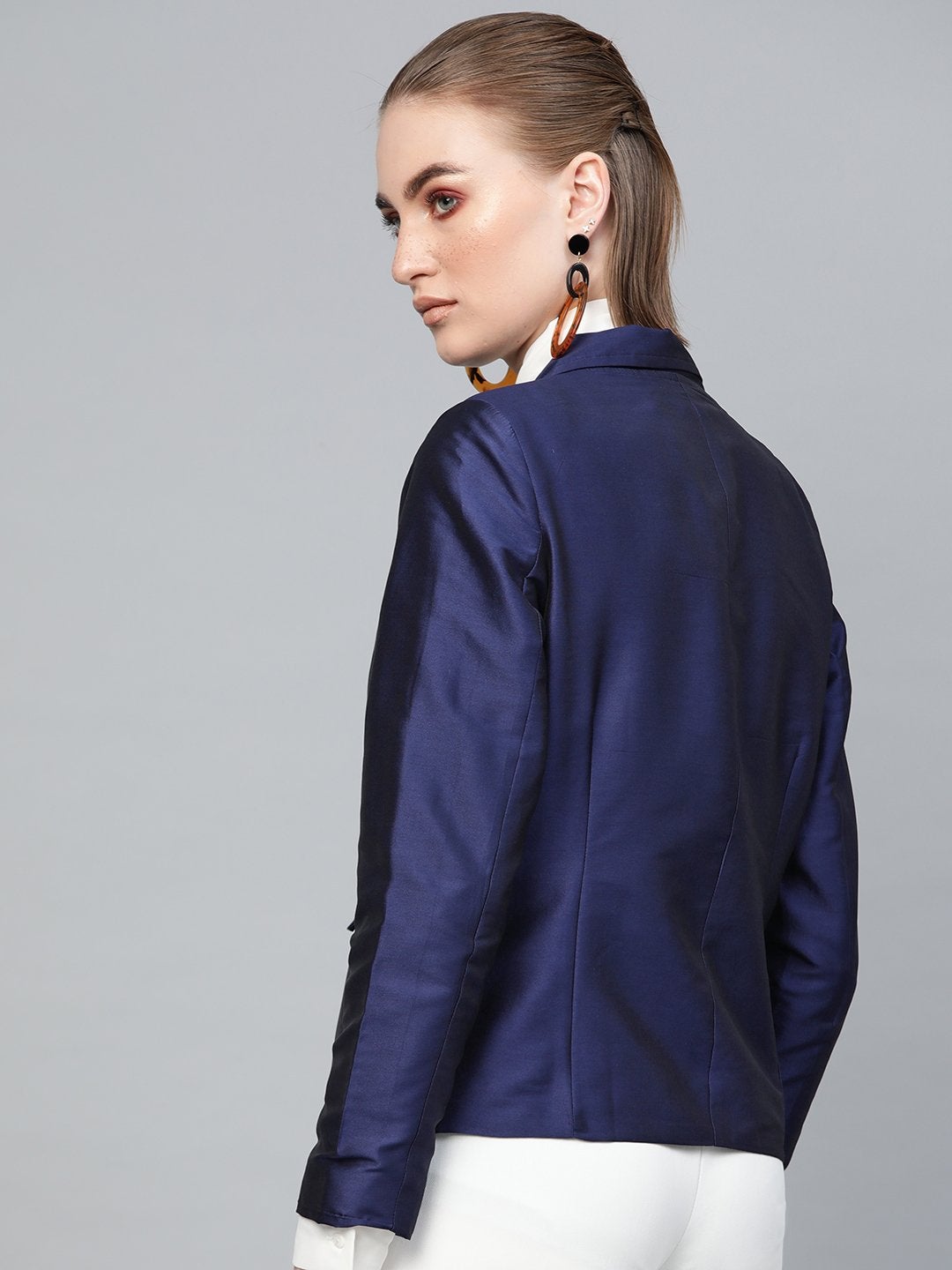 Women's Navy Single Button Party Blazer - SASSAFRAS