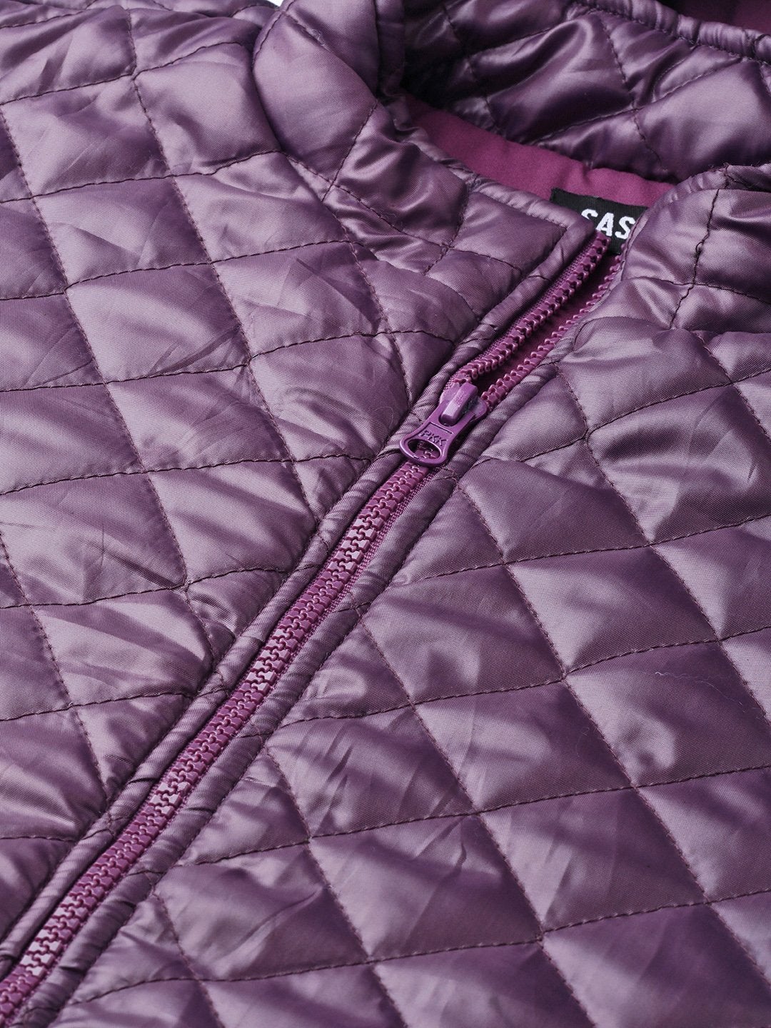 Women's Purple Quilted Fur-Hood Parka Jacket - SASSAFRAS