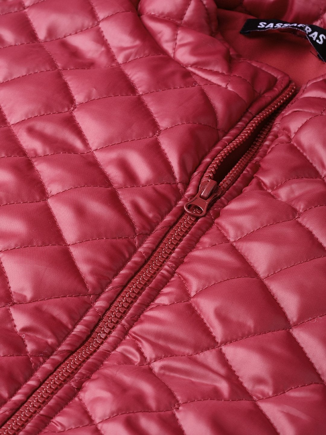 Women's Maroon Quilted Sleeveless Hood Jacket - SASSAFRAS