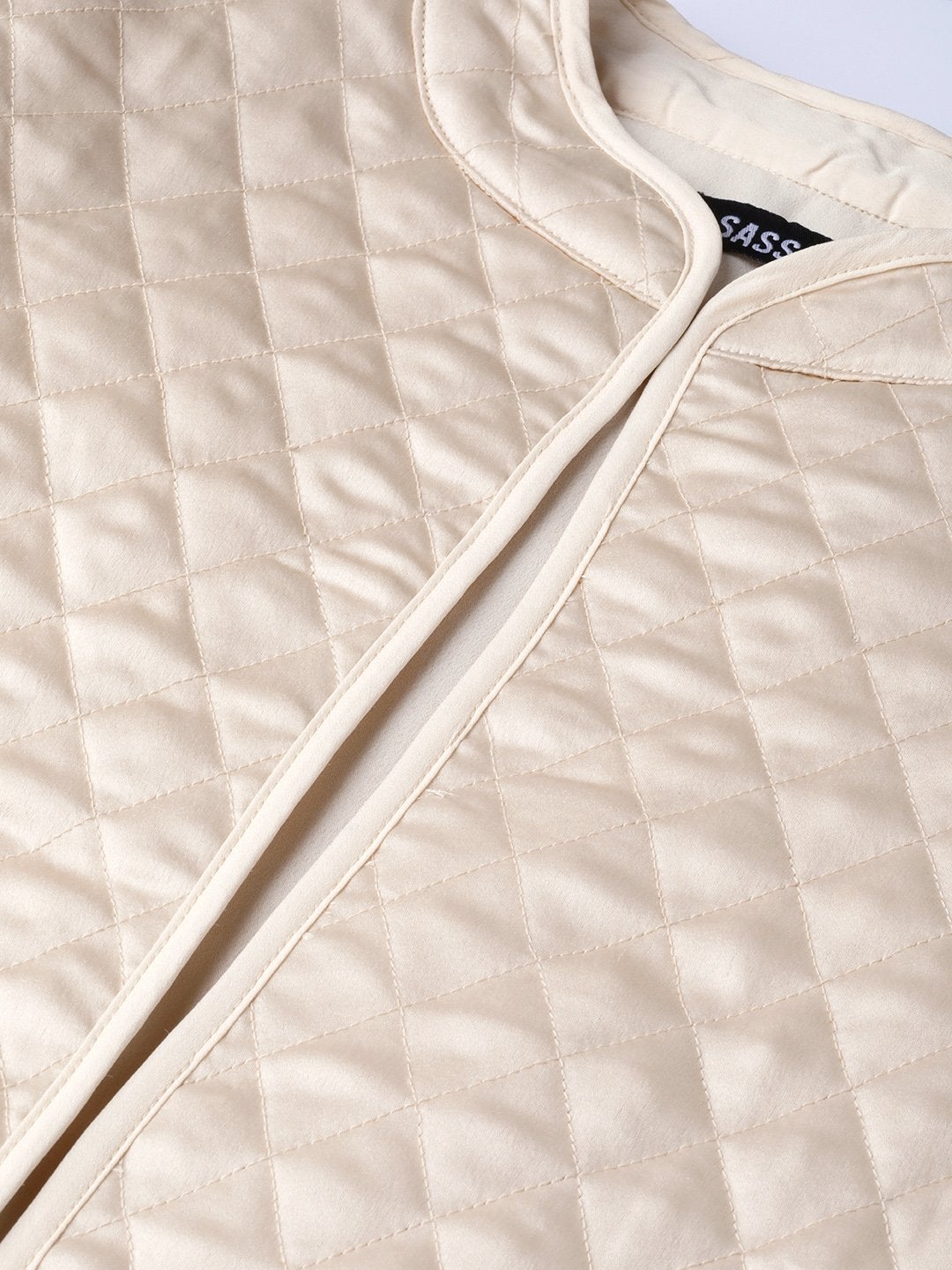 Women's Nude Front Open Quilted Jacket - SASSAFRAS